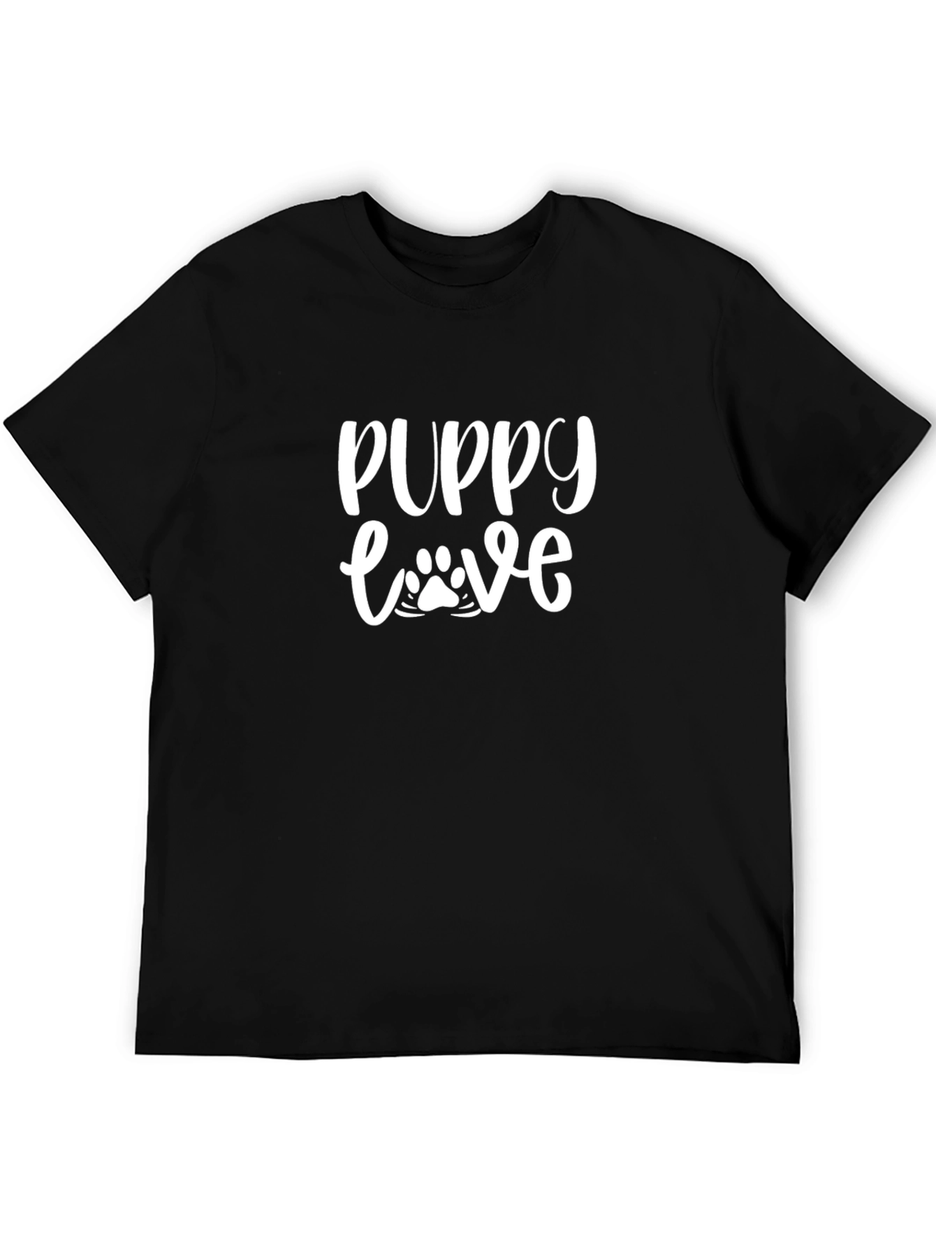 Puppy Love Graphic Tee - Black Cotton T-Shirt
