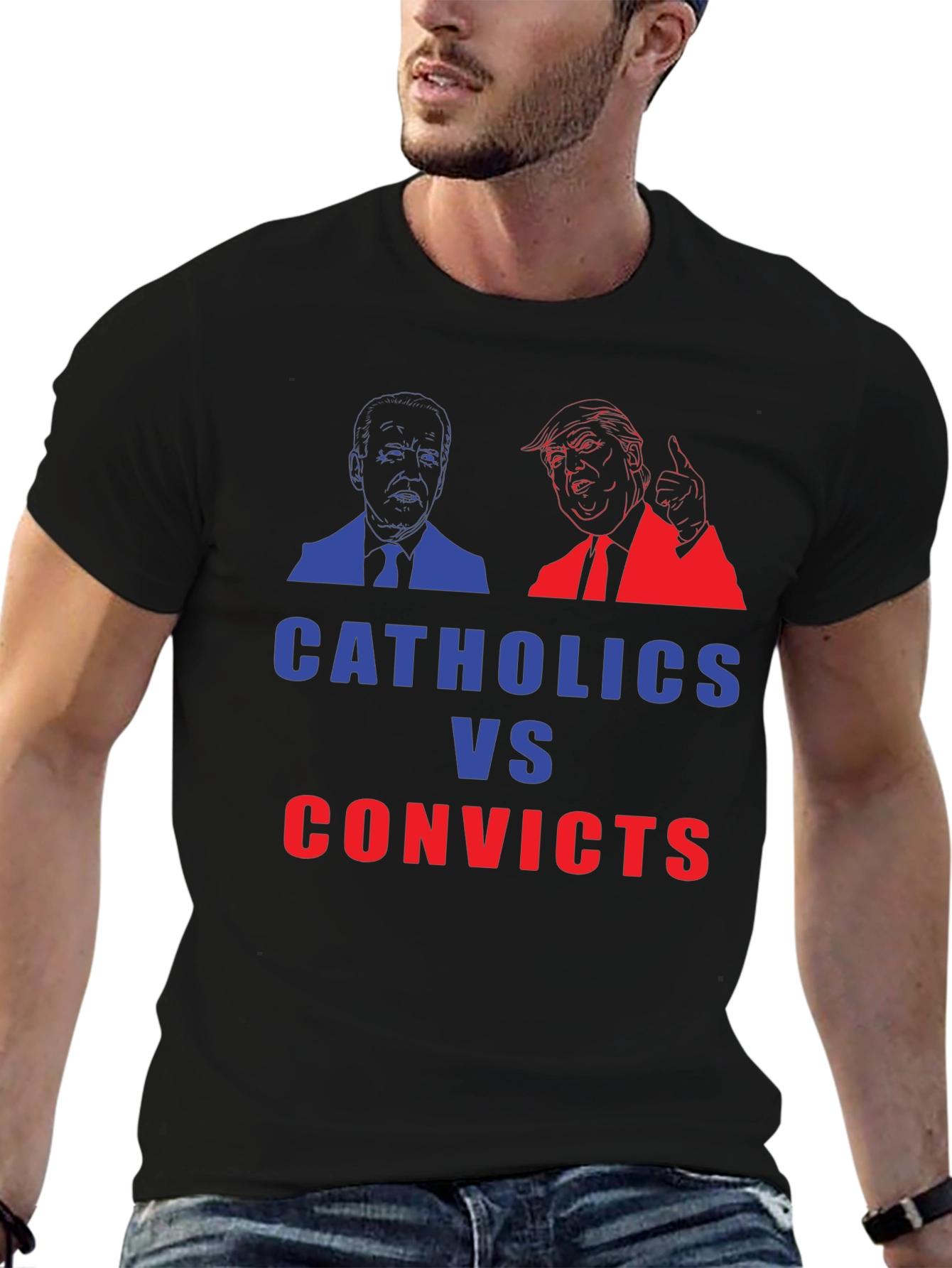 Catholics vs Convicts Funny Political Graphic T-Shirt