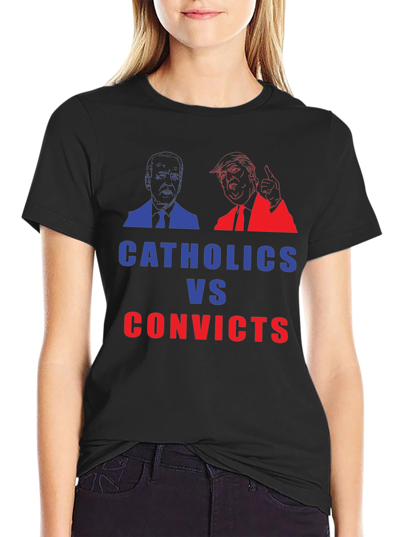 Catholics vs Convicts Funny Political Graphic T-Shirt