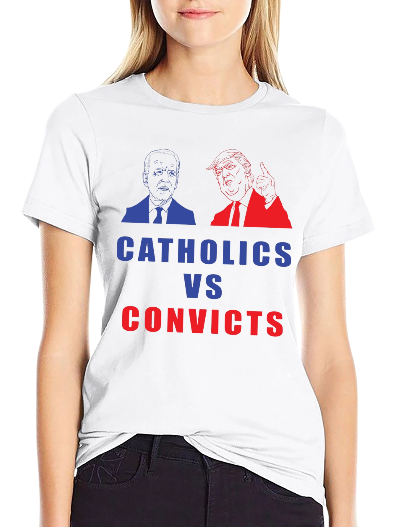 Catholics vs Convicts Funny Political Graphic T-Shirt