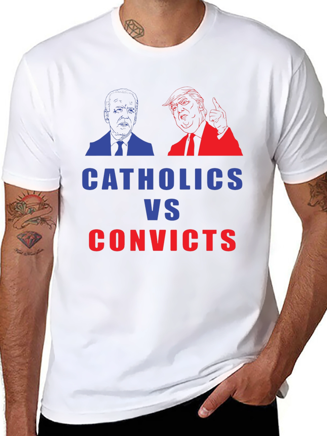 Catholics vs Convicts Funny Political Graphic T-Shirt