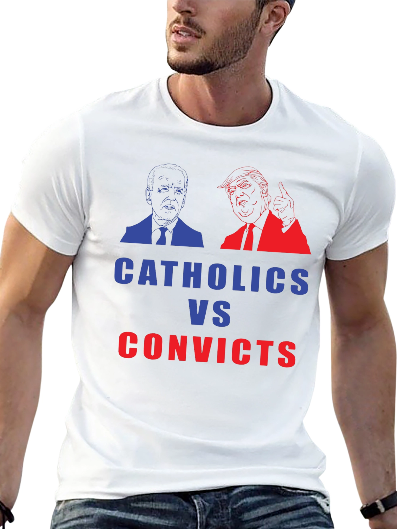 Catholics vs Convicts Funny Political Graphic T-Shirt
