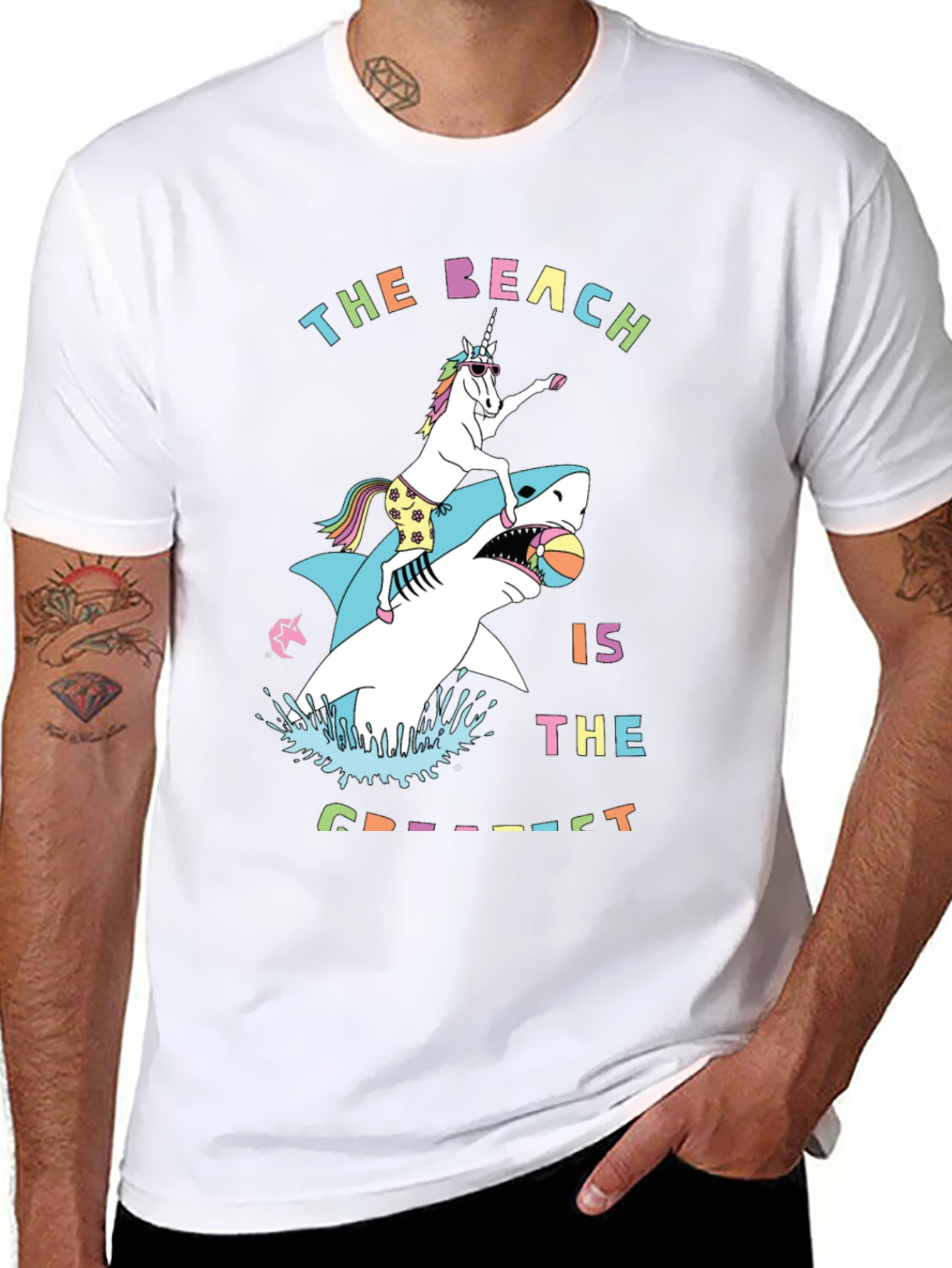 Unicorn Shark Beach T-Shirt - Greatest