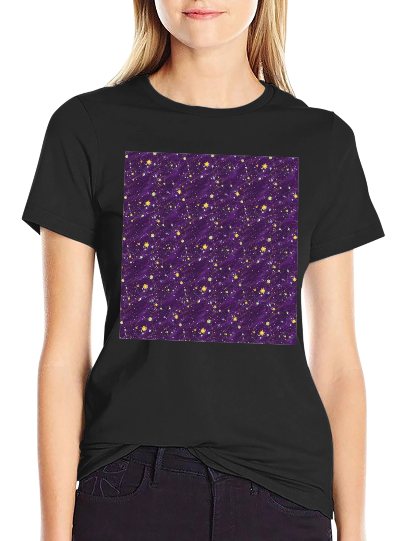 Starry Night Purple T-Shirt - Galaxy Pattern