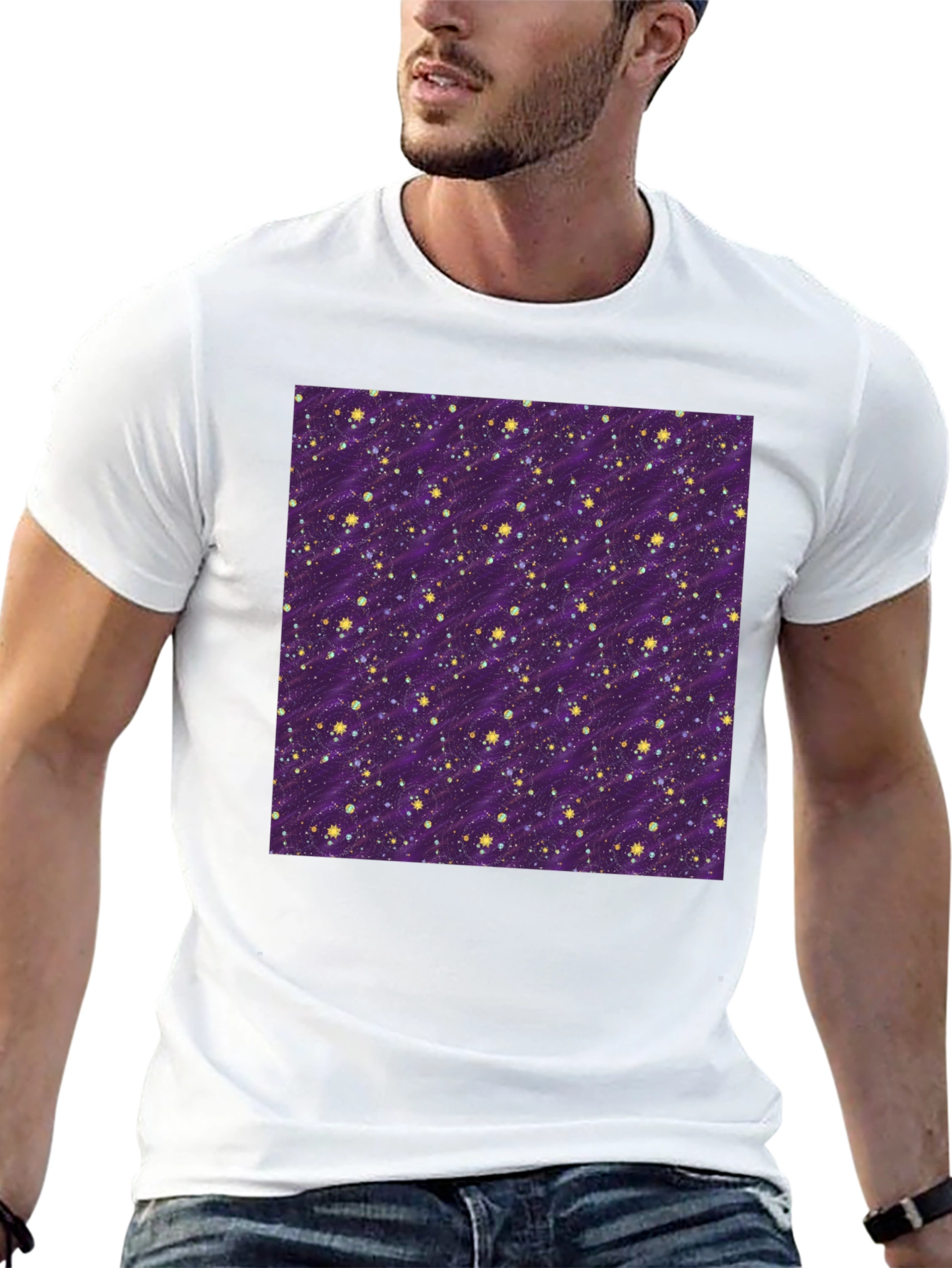 Starry Night Purple T-Shirt - Galaxy Pattern