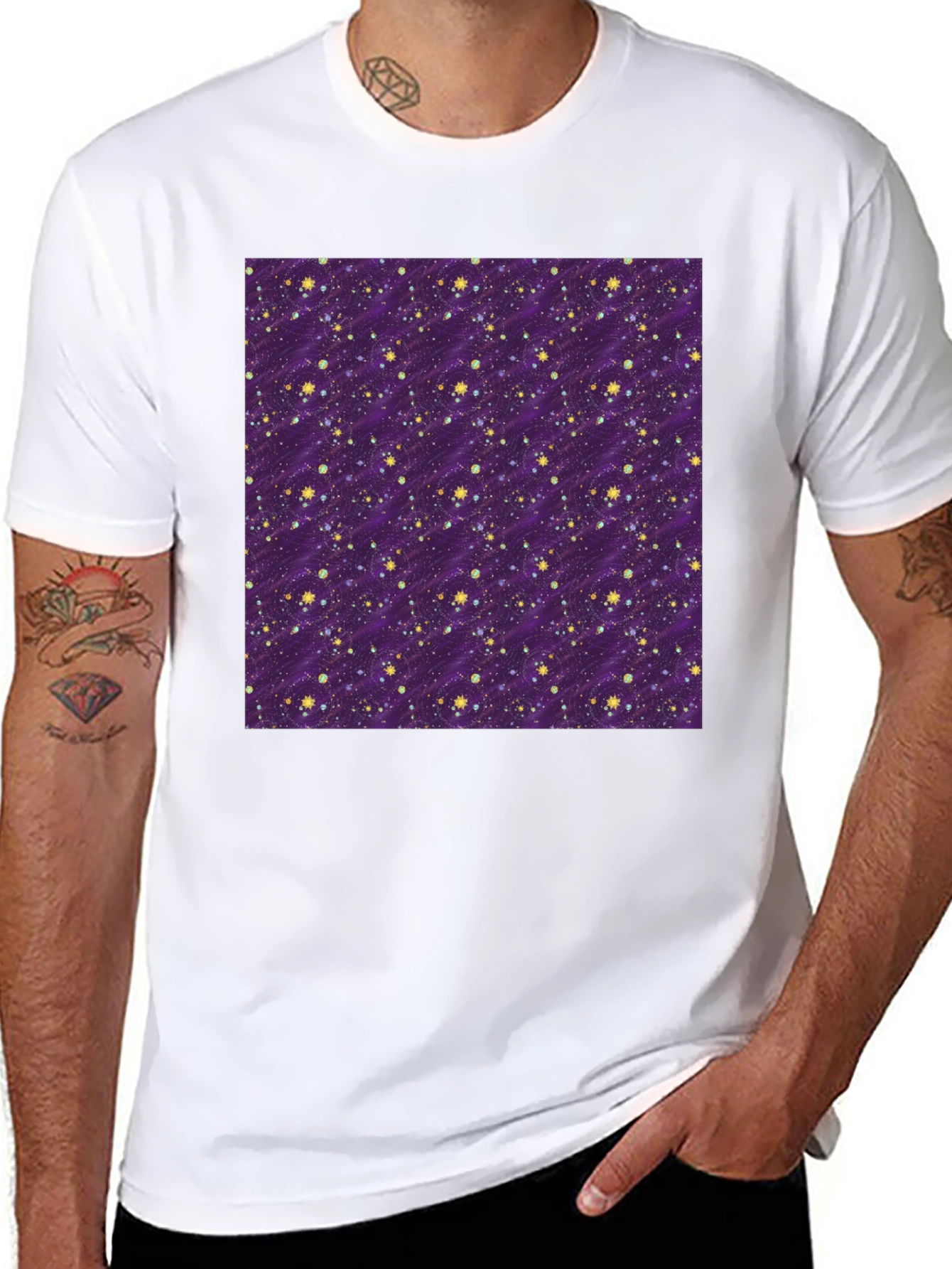 Starry Night Purple T-Shirt - Galaxy Pattern