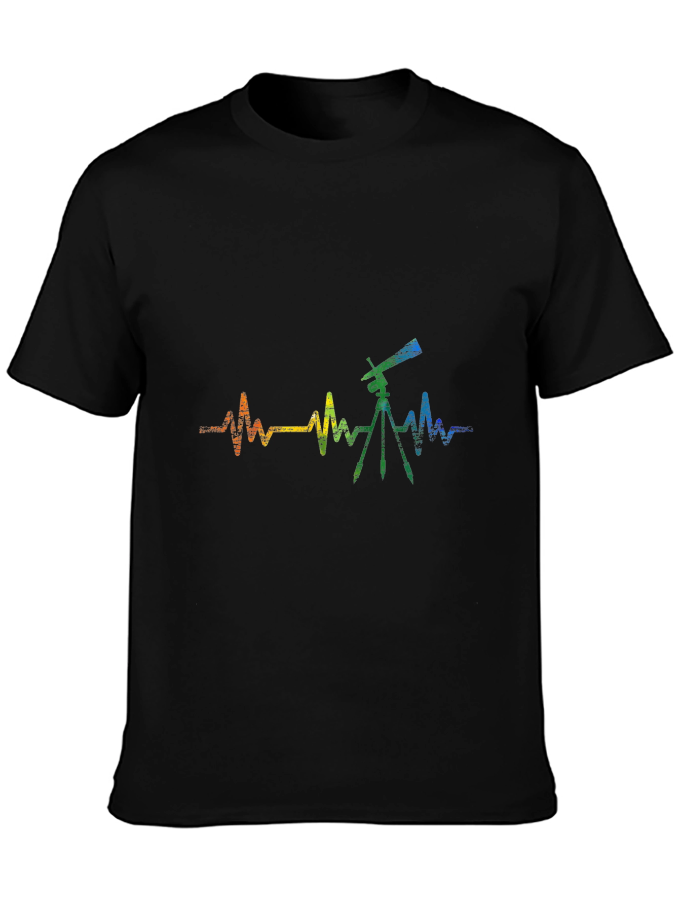 Telescope Heartbeat Graphic Tee - Black Cotton Shirt