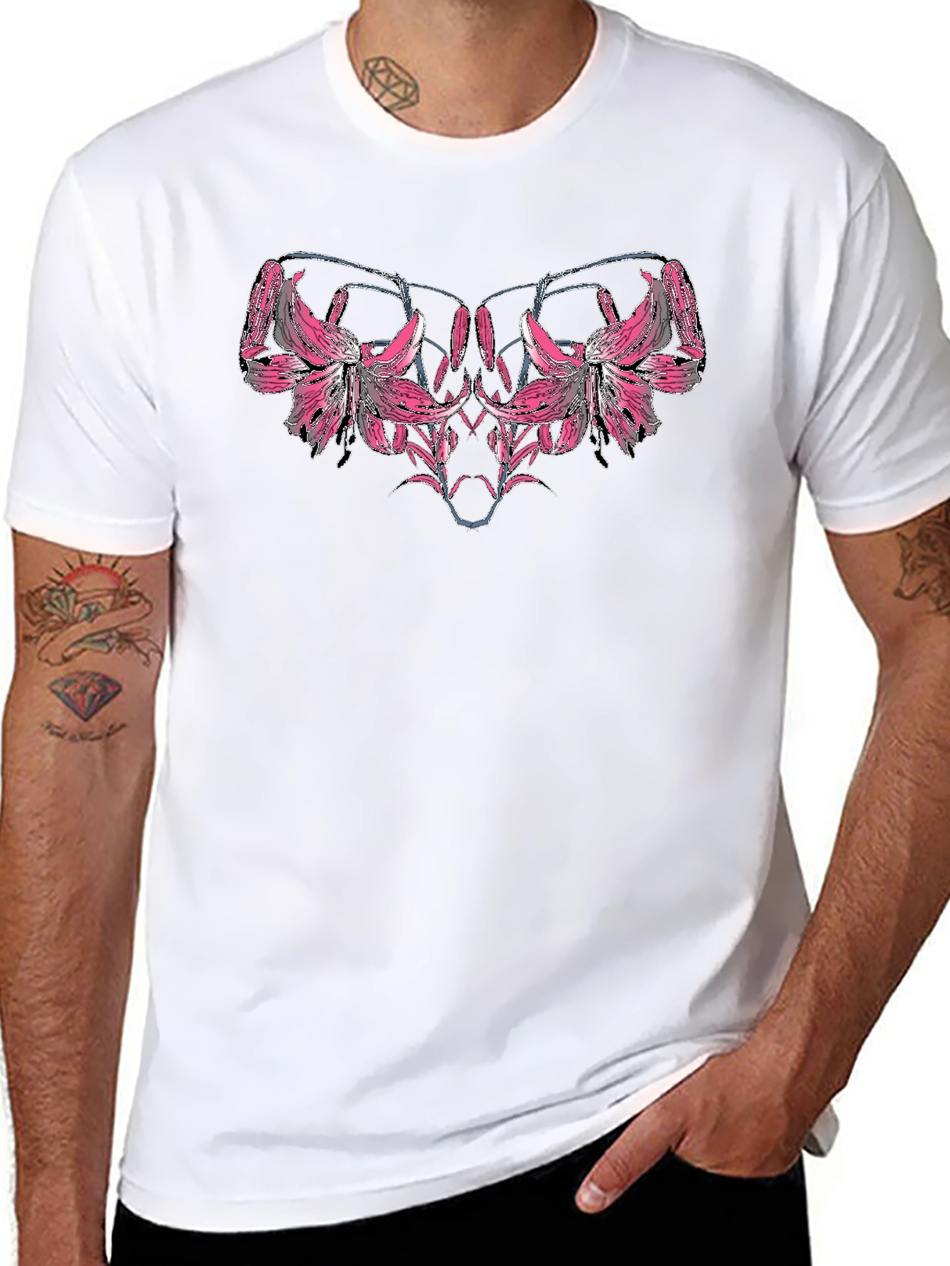 Floral Graphic Tee - Black Cotton Blend