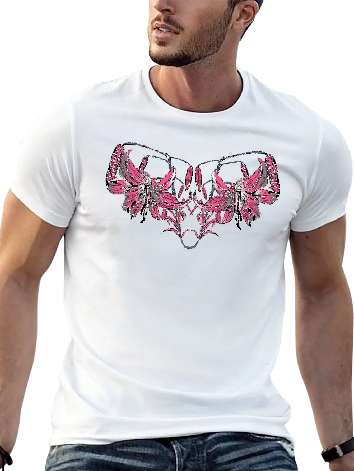 Floral Graphic Tee - Black Cotton Blend