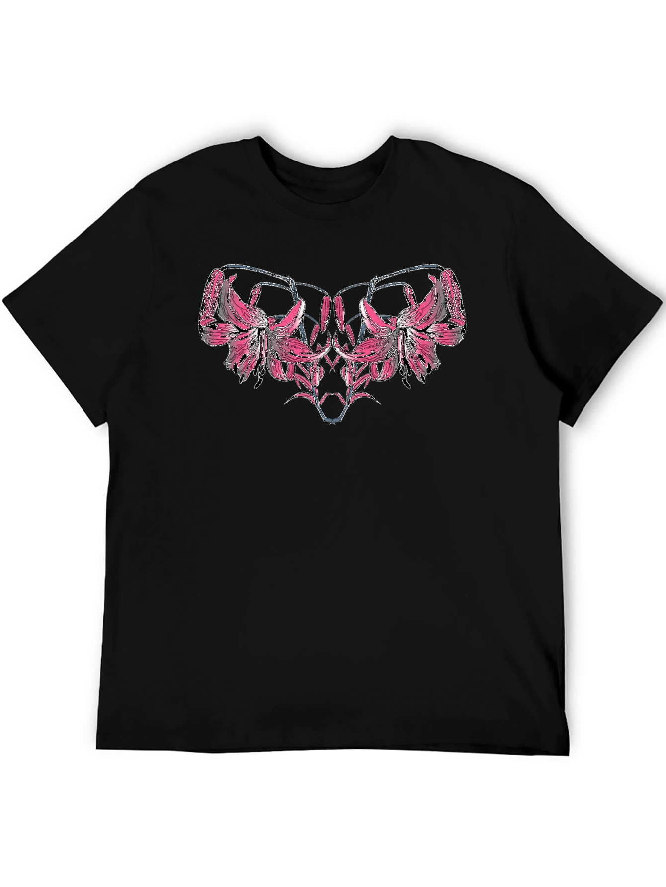 Floral Graphic Tee - Black Cotton Blend