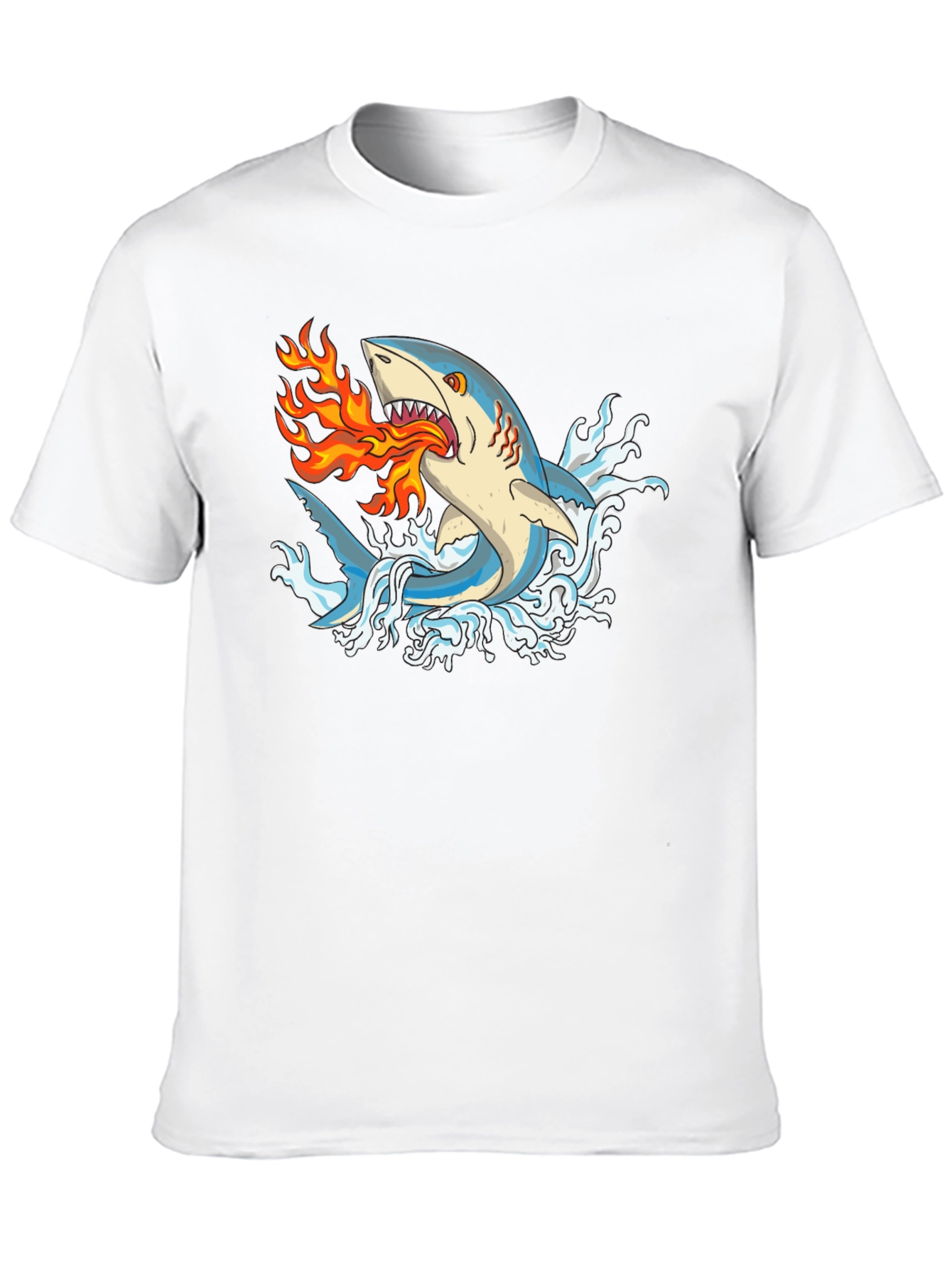 Fire-Breathing Shark Graphic Tee - Black