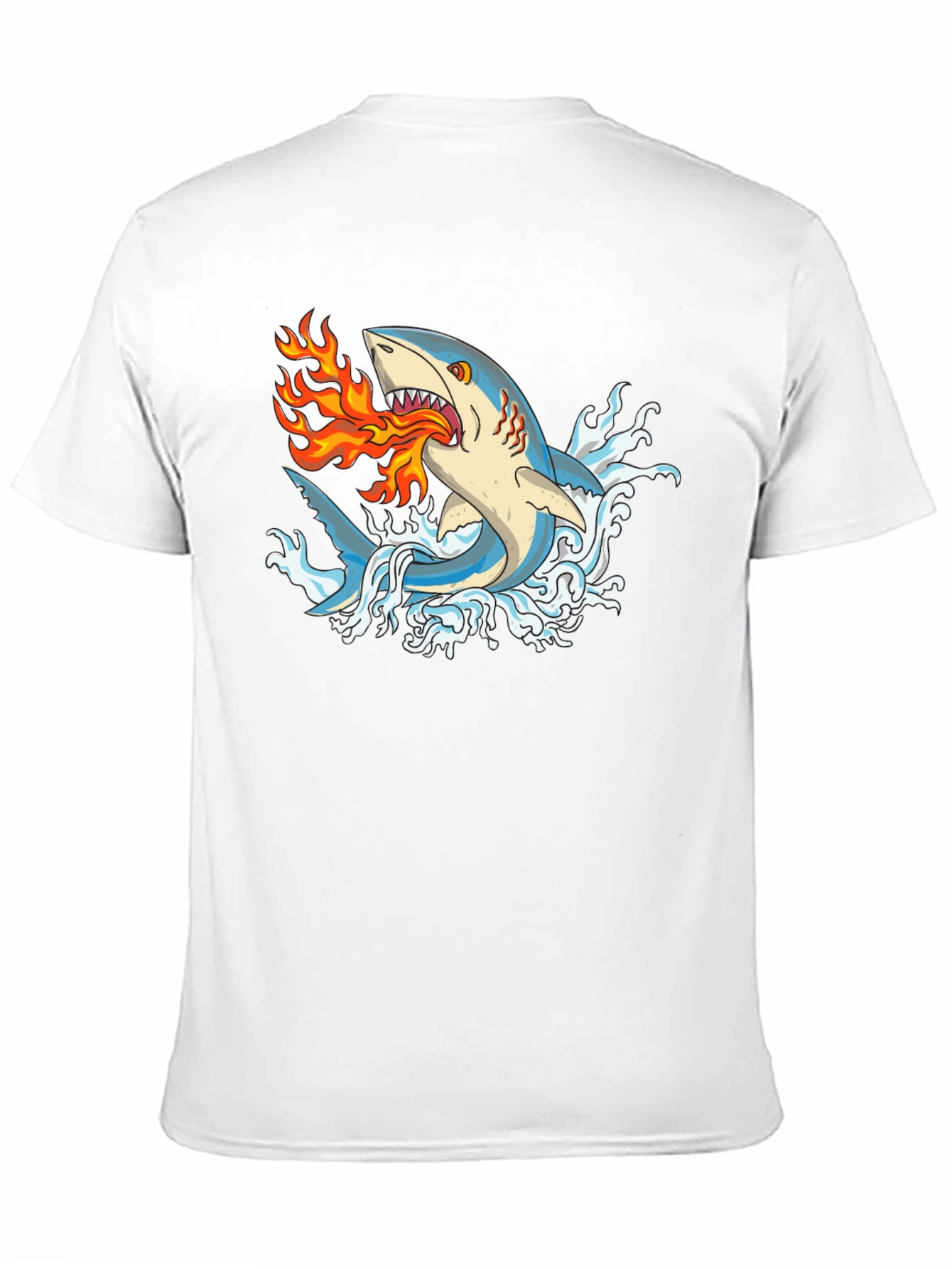 Fire-Breathing Shark Graphic Tee - Black