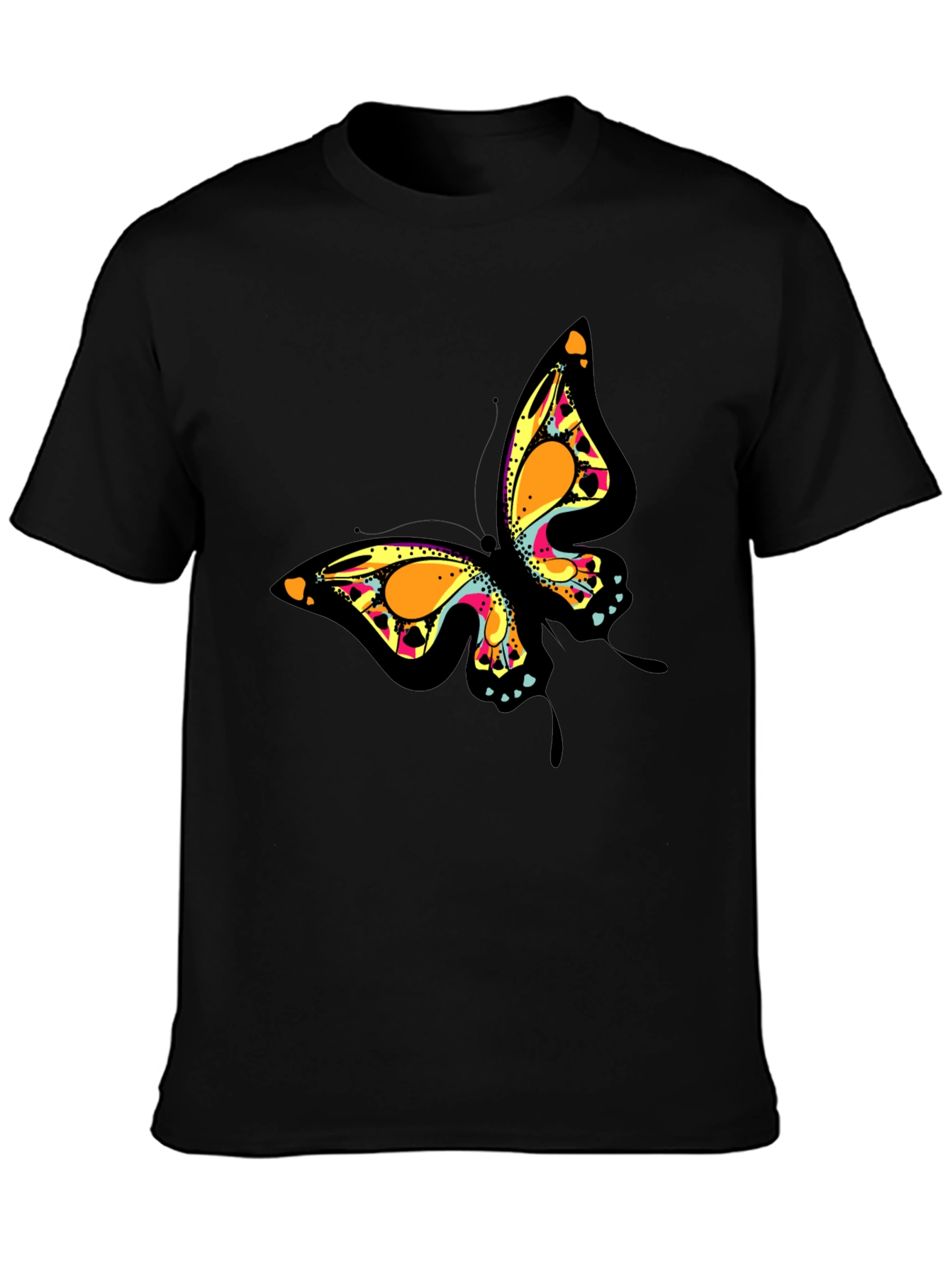Butterfly Graphic Print Black T-Shirt