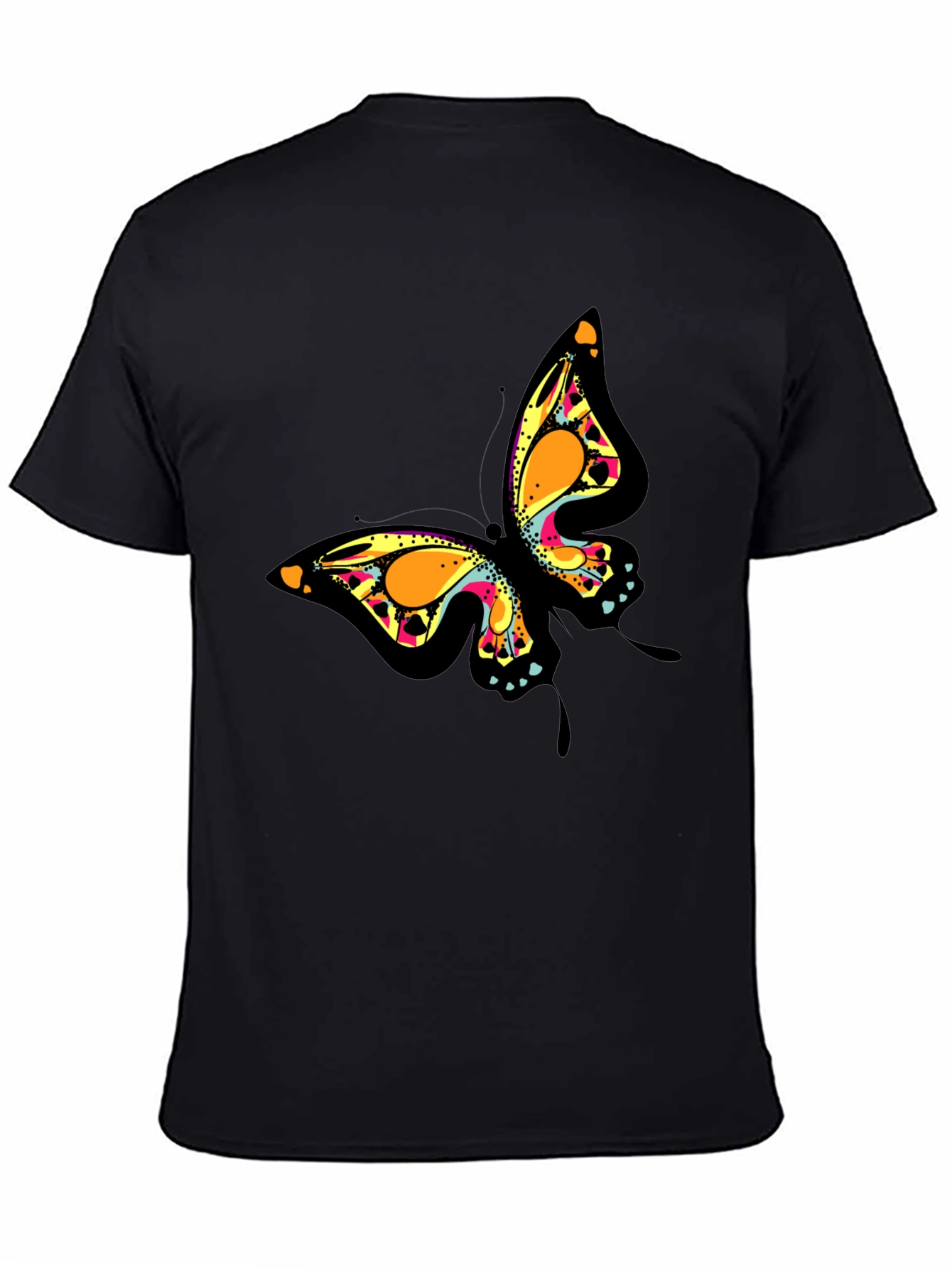 Butterfly Graphic Print Black T-Shirt
