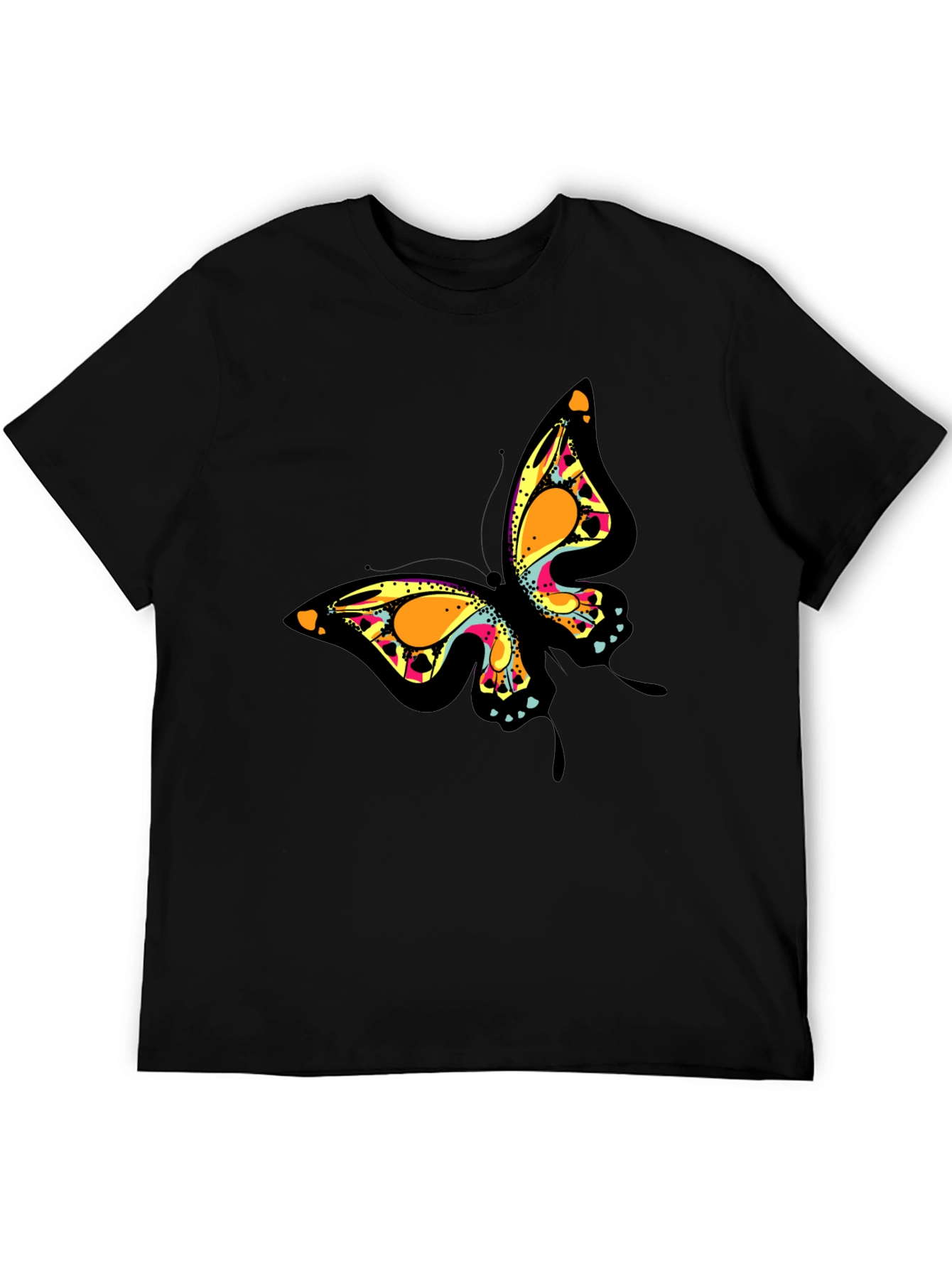 Butterfly Graphic Print Black T-Shirt