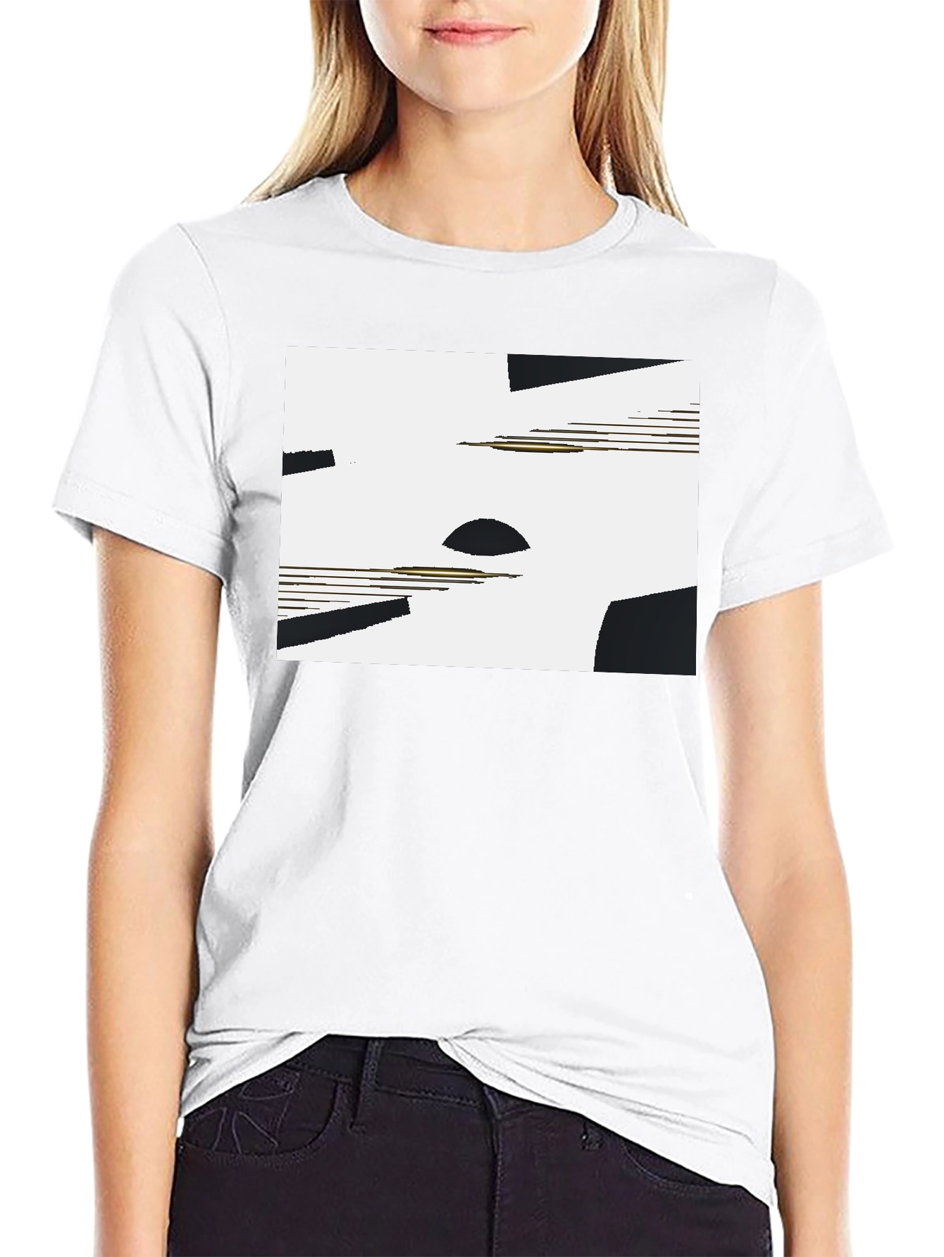 Abstract Geometric Graphic Tee - Black