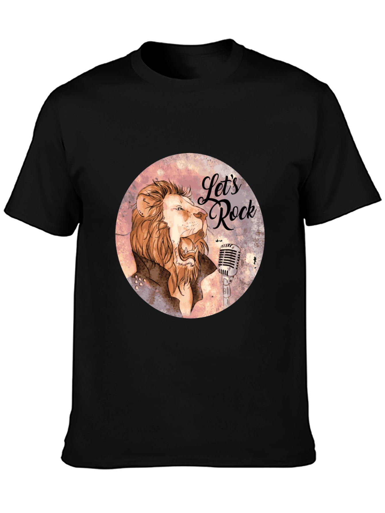 Lets Rock Lion Graphic T-Shirt - Black