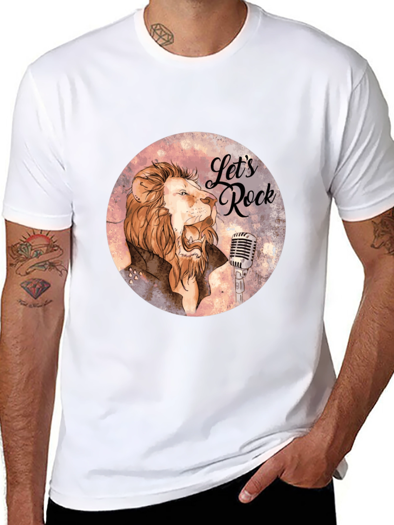 Lets Rock Lion Graphic T-Shirt - Black
