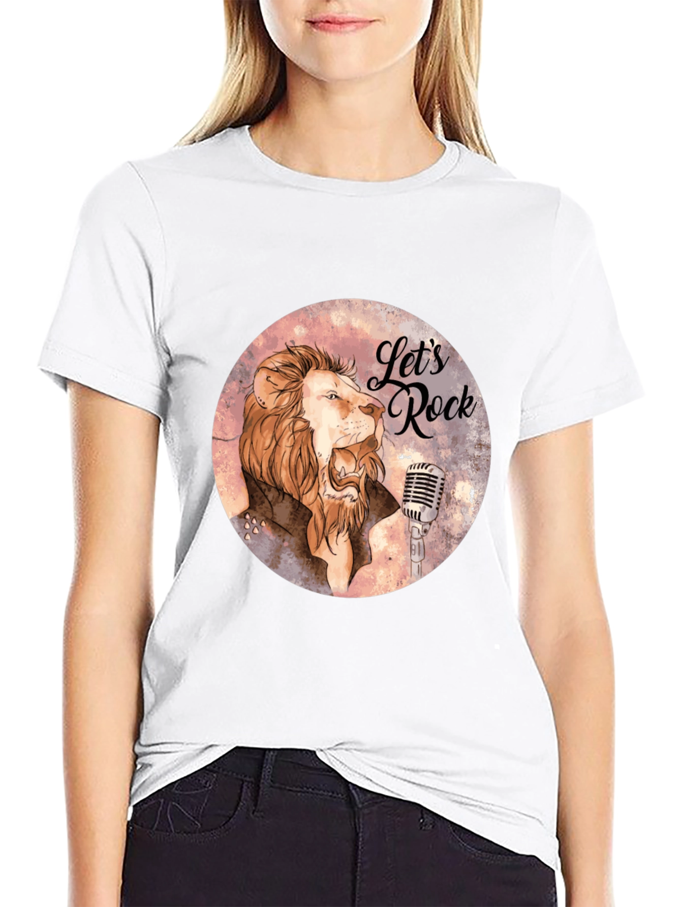 Lets Rock Lion Graphic T-Shirt - Black