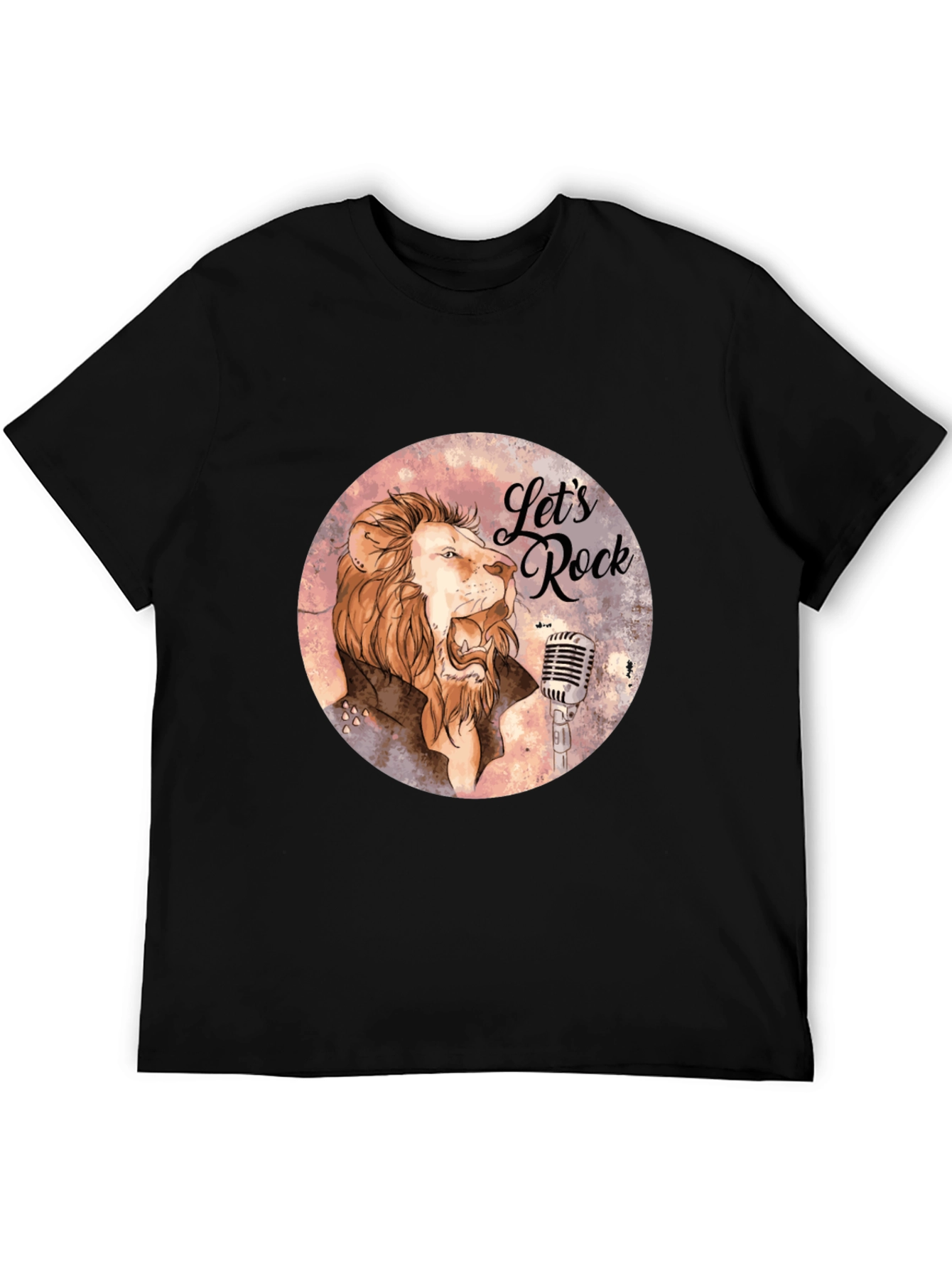Lets Rock Lion Graphic T-Shirt - Black