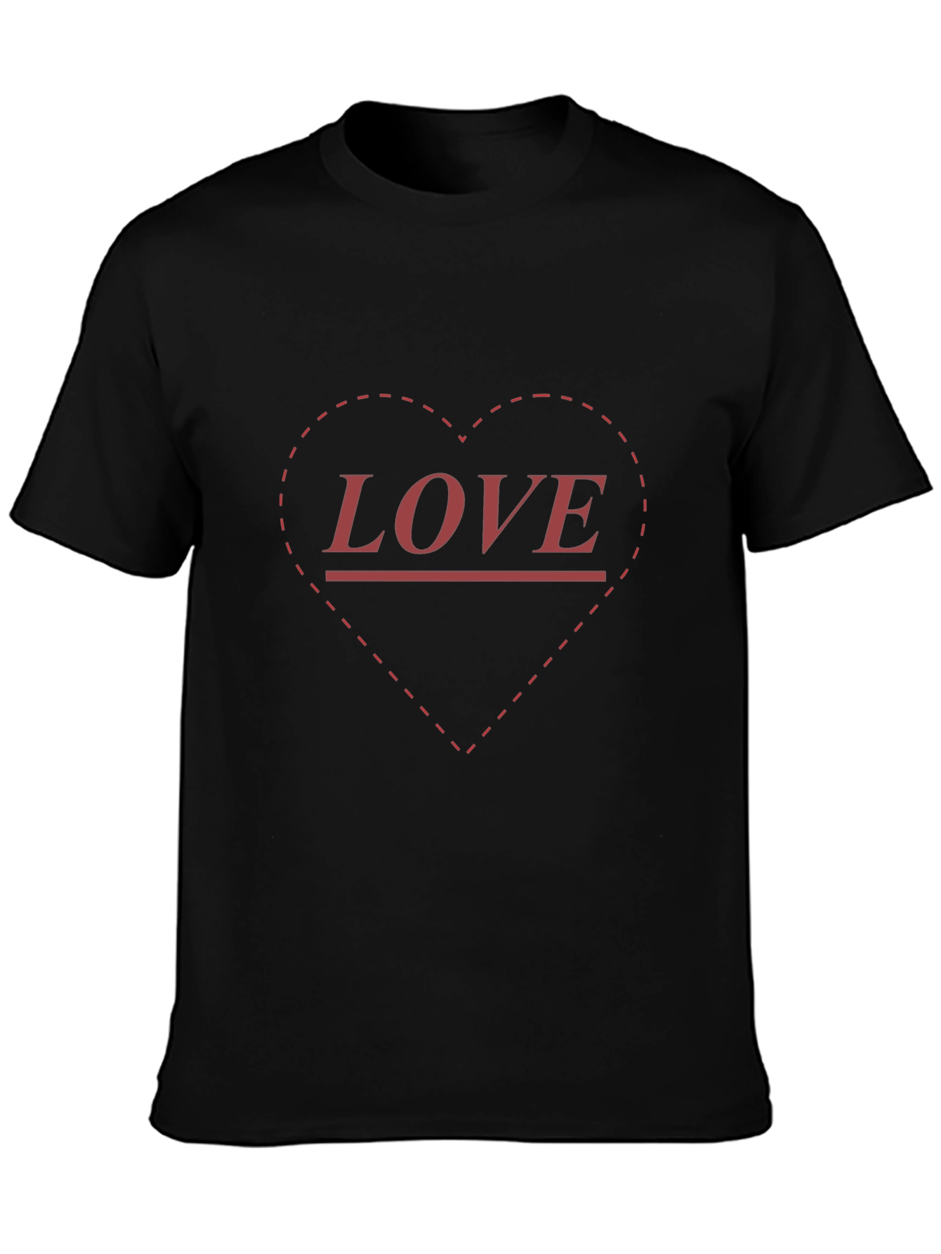Love Heart Print Black T-Shirt