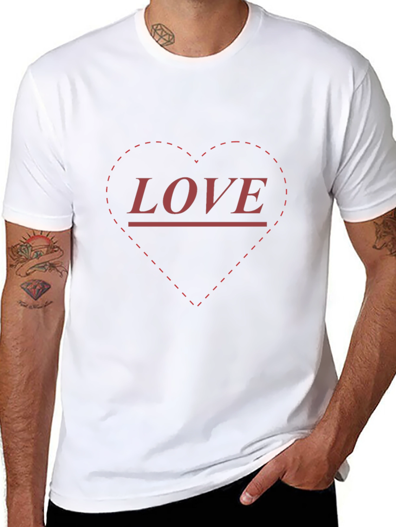 Love Heart Print Black T-Shirt