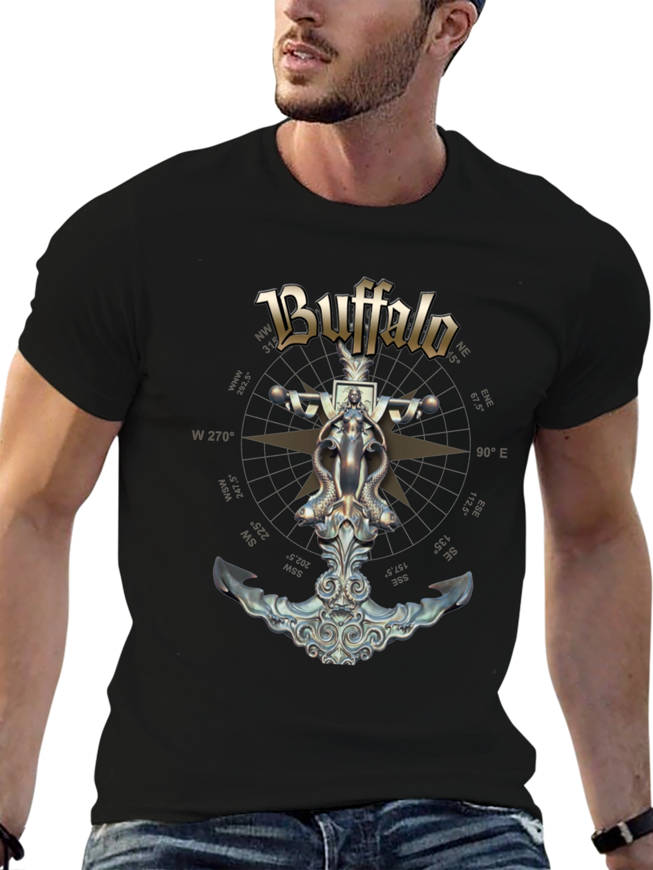 Buffalo Nautical T-Shirt - Mens Black Graphic Tee