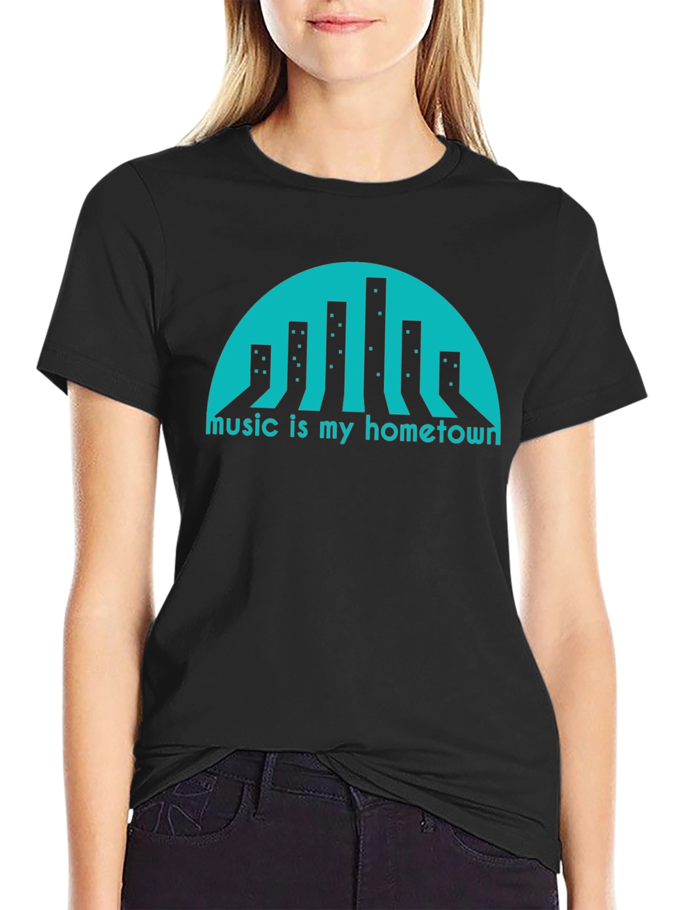 Music is My Hometown Graphic Tee - Black