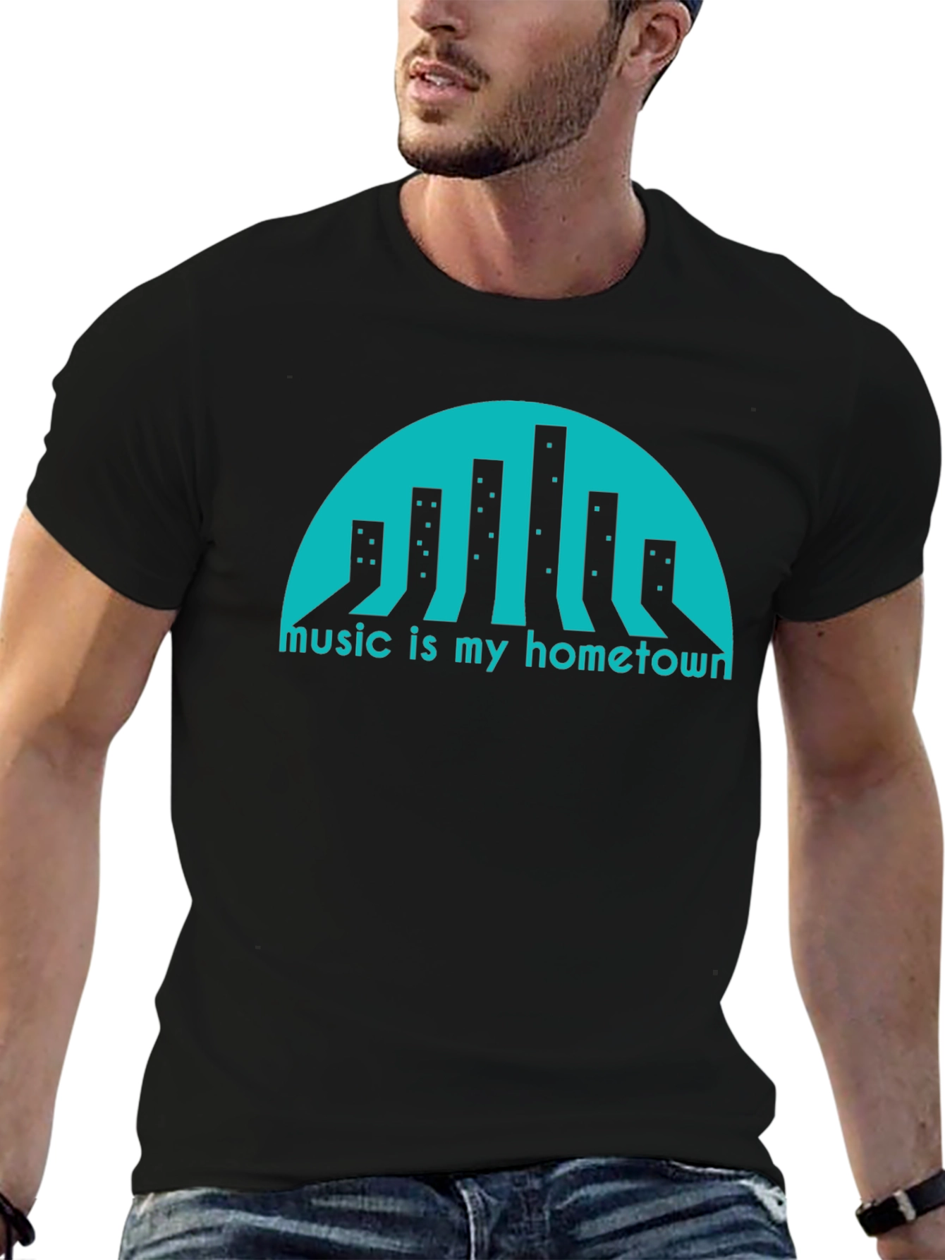 Music is My Hometown Graphic Tee - Black