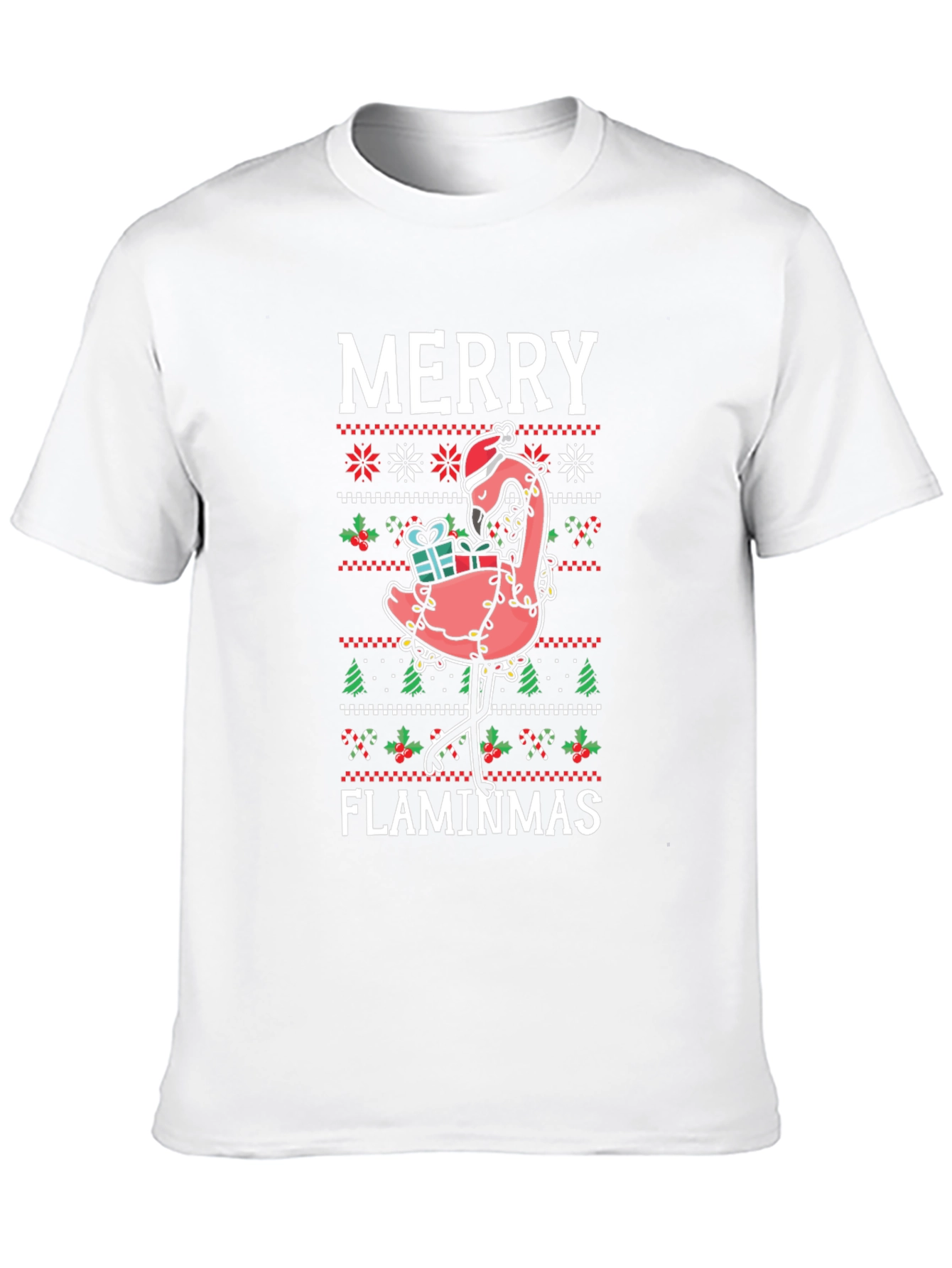 Merry Flaminmas Flamingo Ugly Christmas T-Shirt
