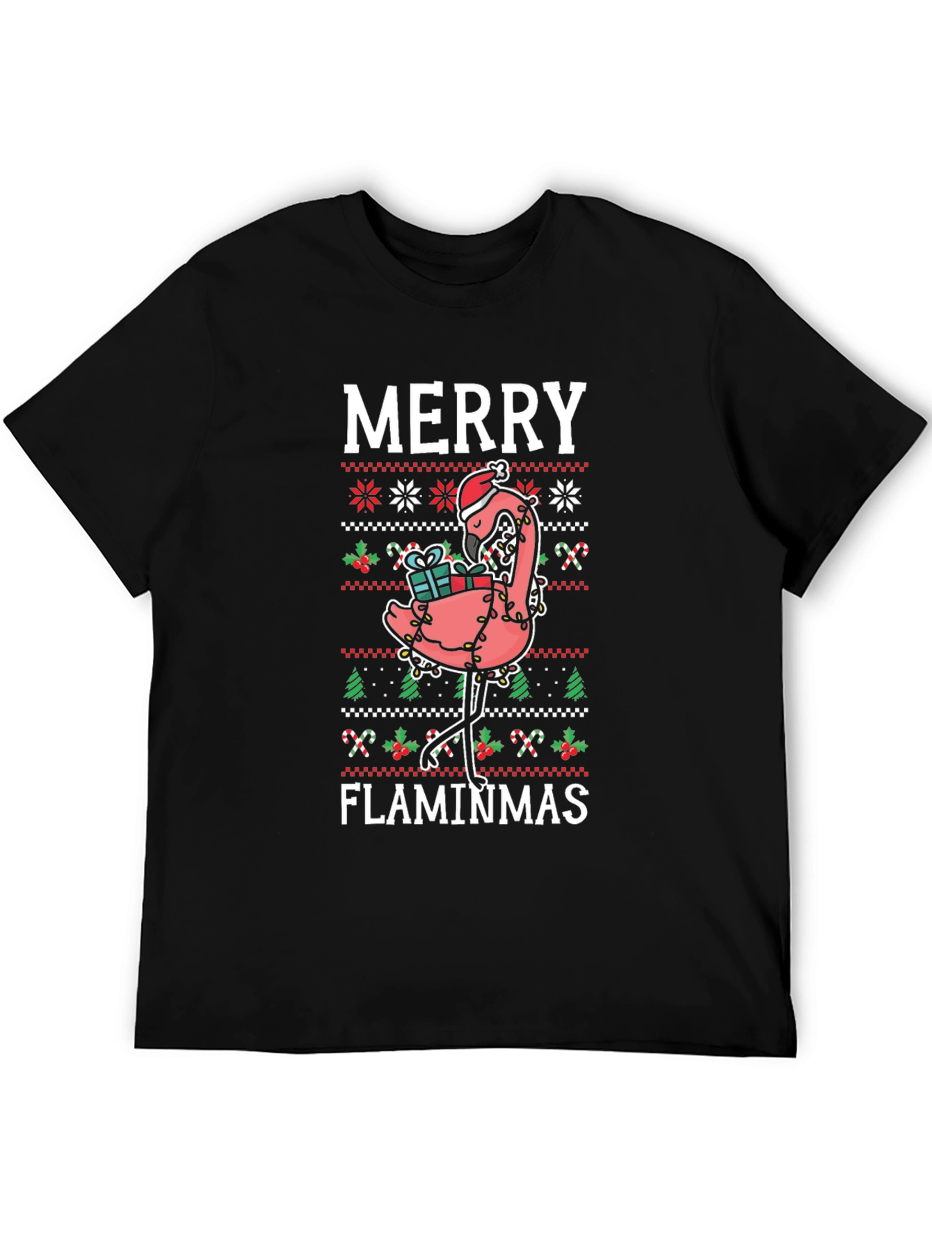 Merry Flaminmas Flamingo Ugly Christmas T-Shirt