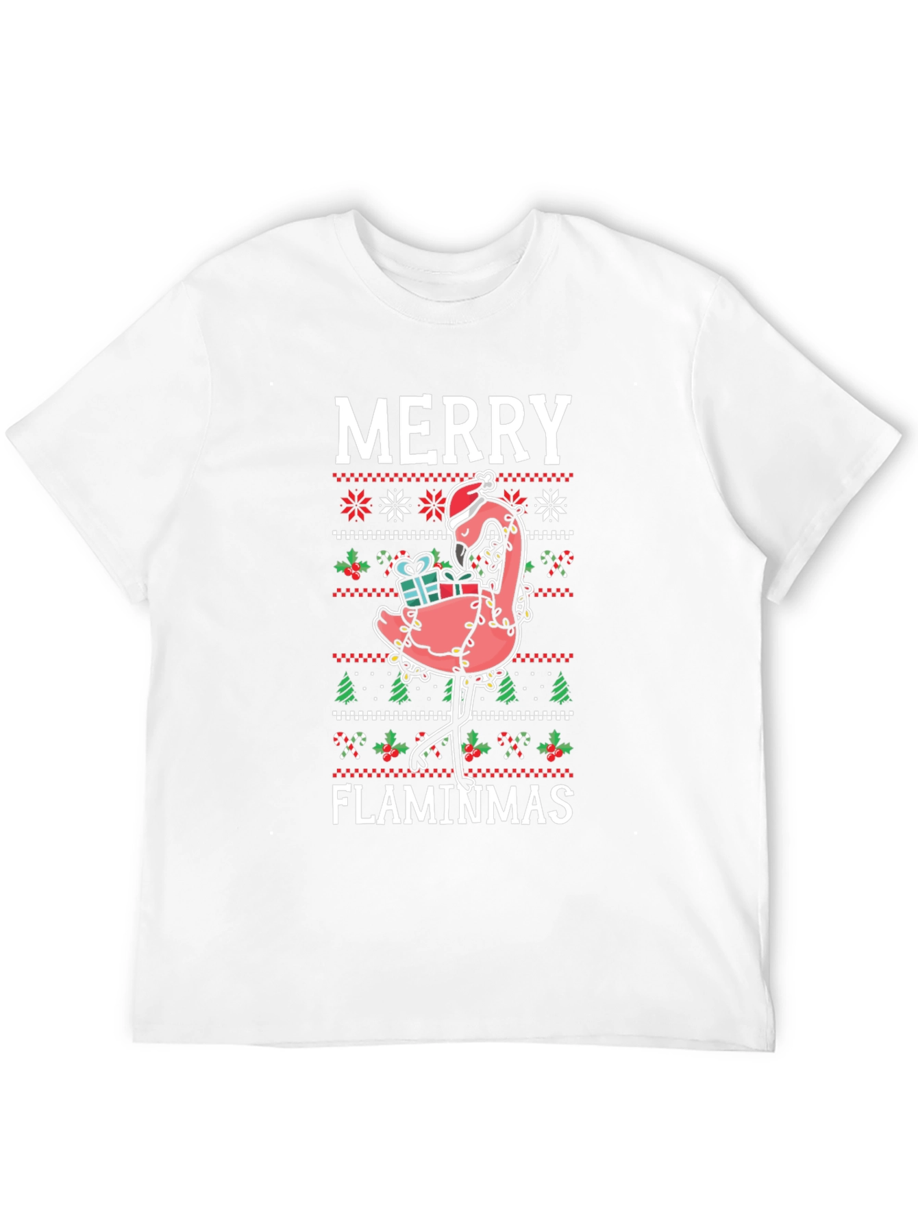 Merry Flaminmas Flamingo Ugly Christmas T-Shirt