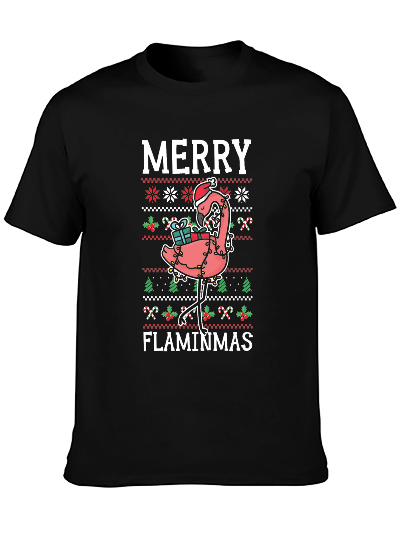 Merry Flaminmas Flamingo Ugly Christmas T-Shirt