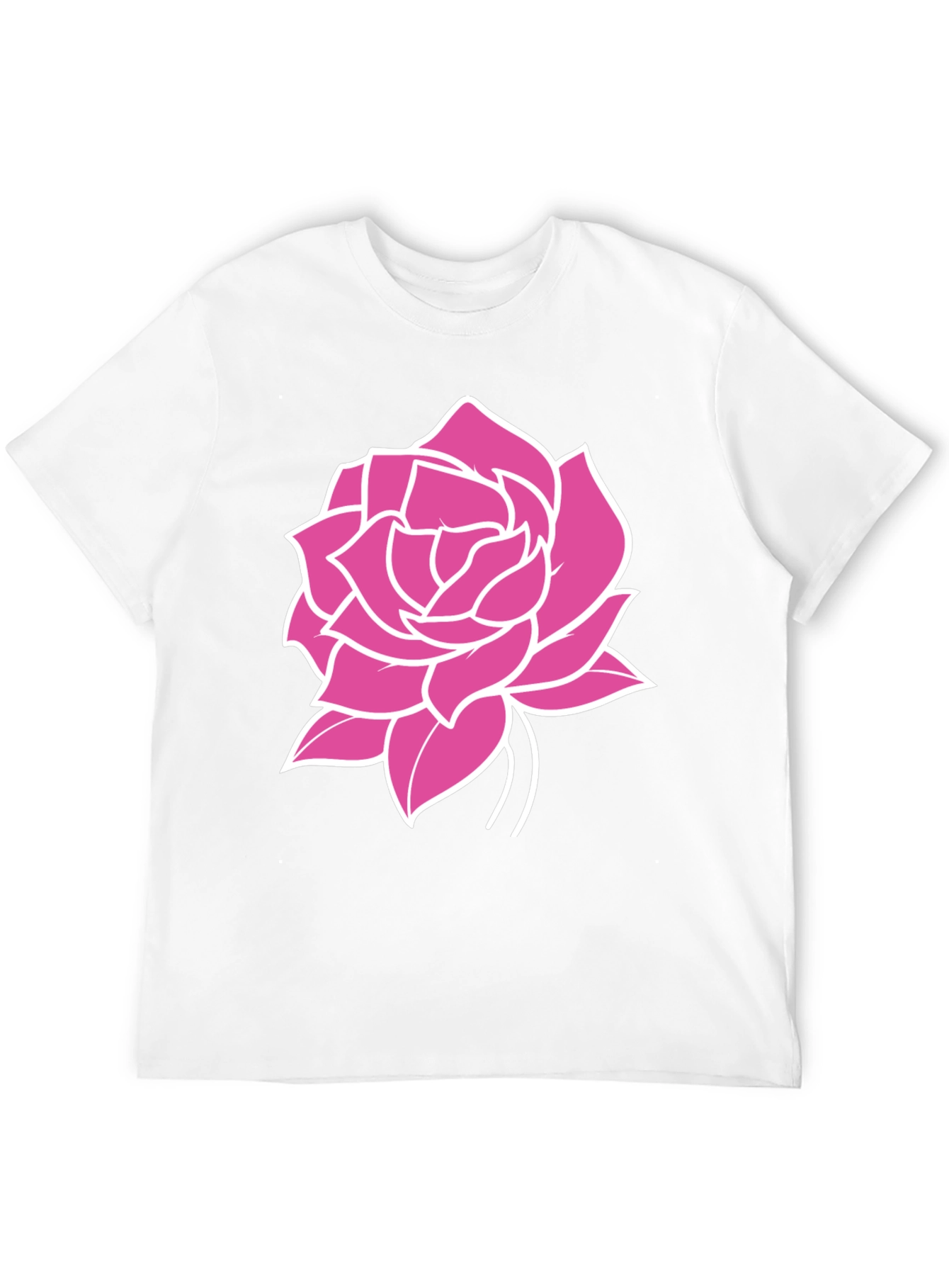 Black T-Shirt with Pink Rose Graphic