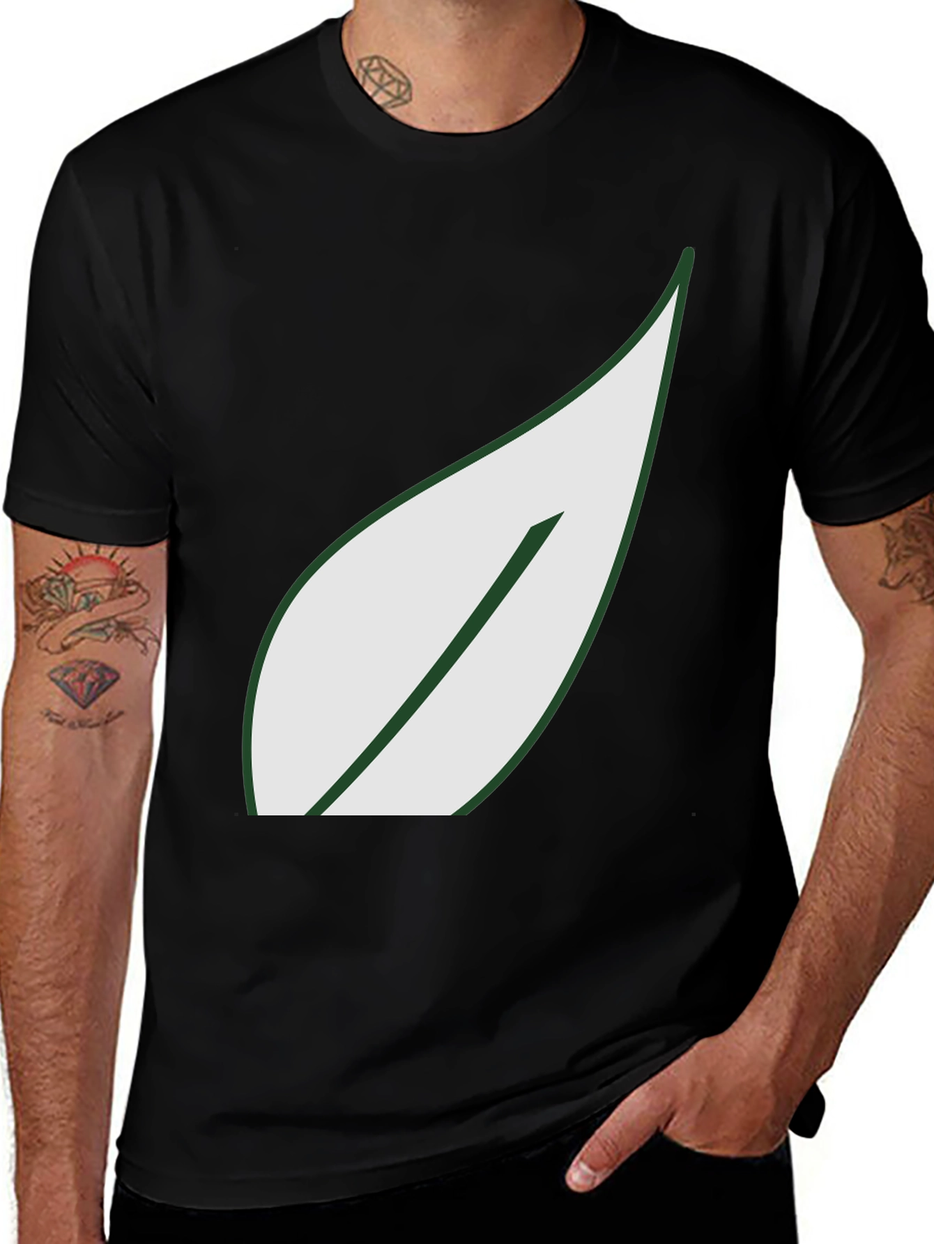 Leaf Graphic Black T-Shirt
