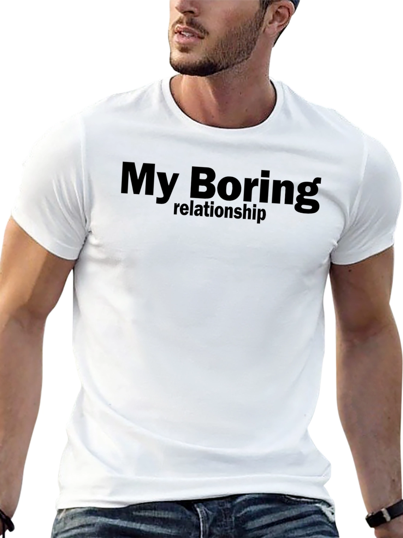 My Boring Relationship T-Shirt - Black Cotton Blend