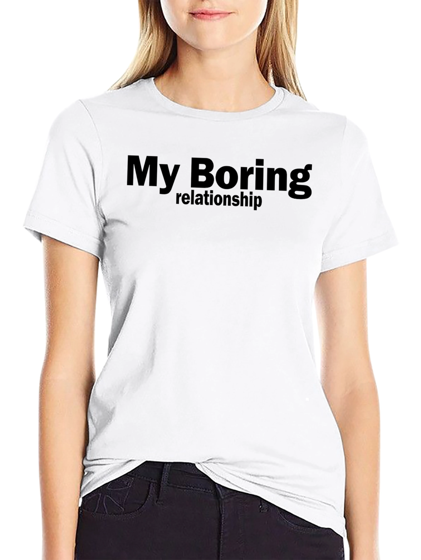 My Boring Relationship T-Shirt - Black Cotton Blend