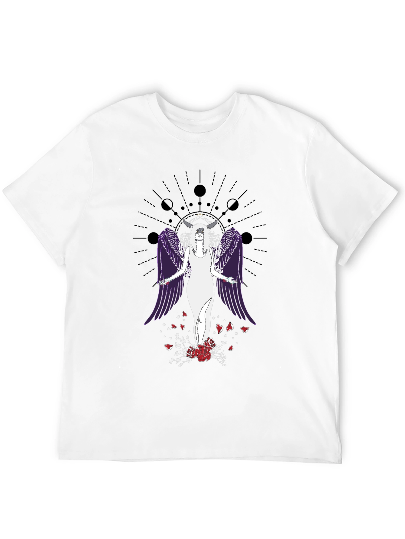 Celestial Angel Wings Graphic Tee - Gothic Aesthetic