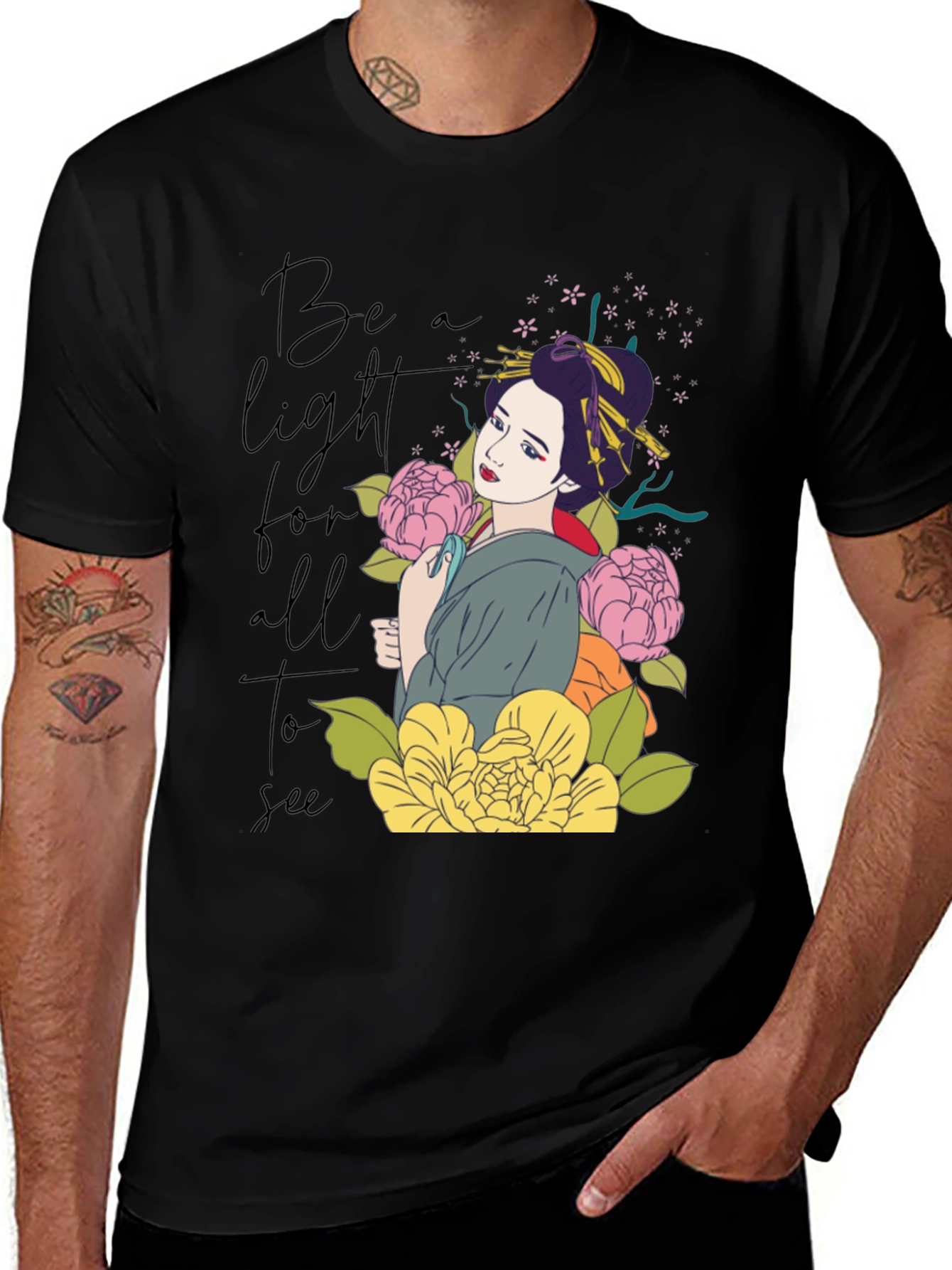 Geisha Floral Graphic T-Shirt