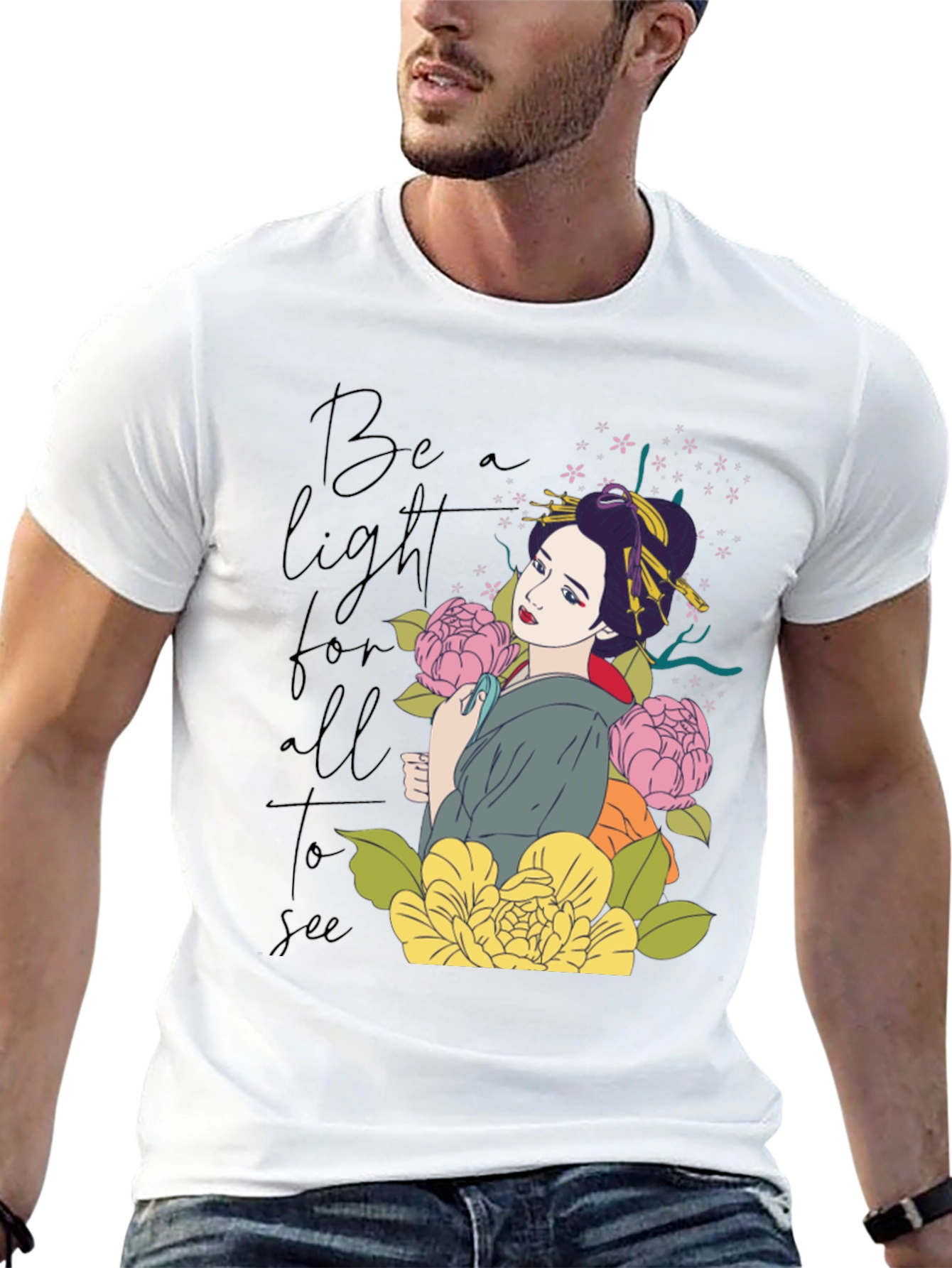 Geisha Floral Graphic T-Shirt