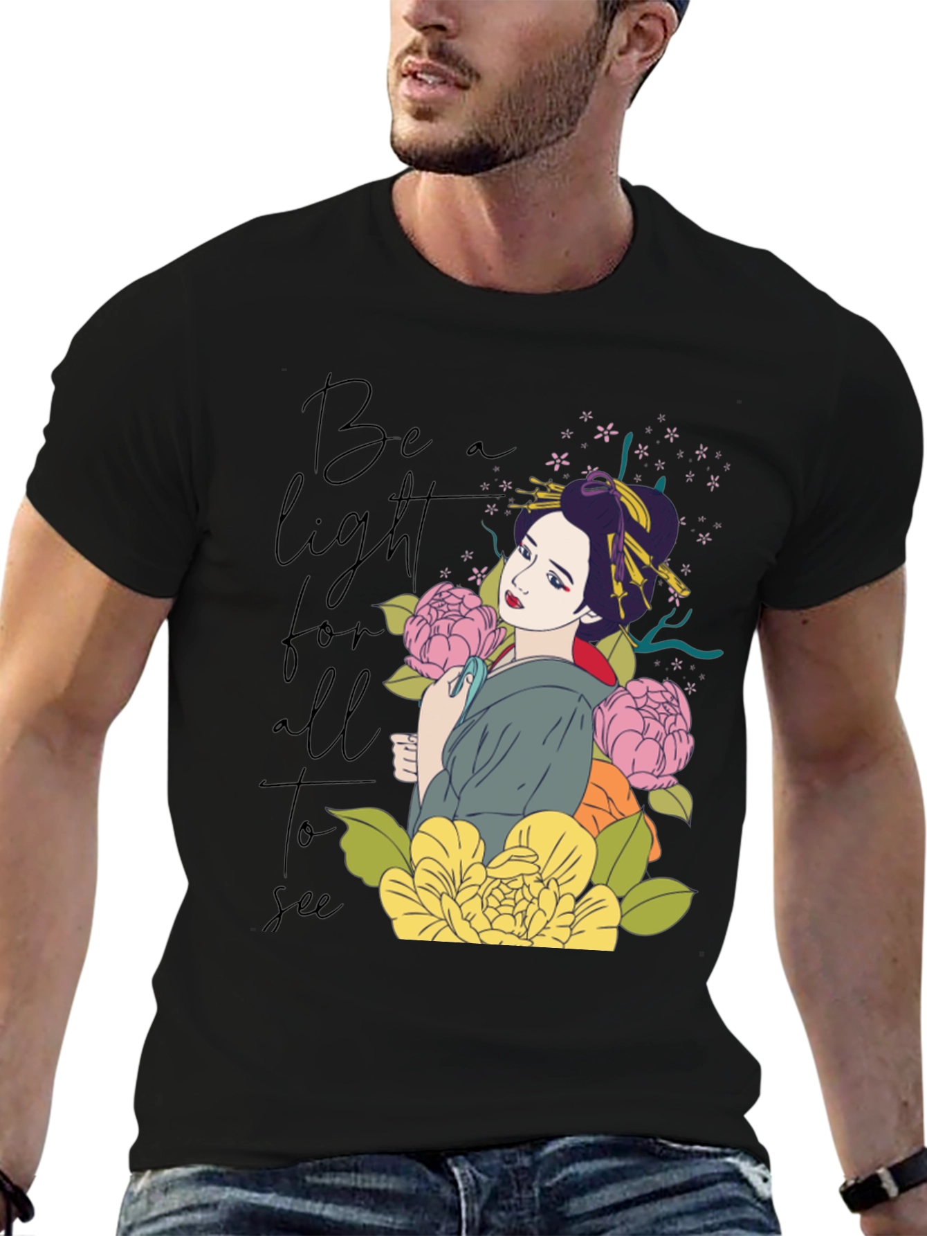Geisha Floral Graphic T-Shirt