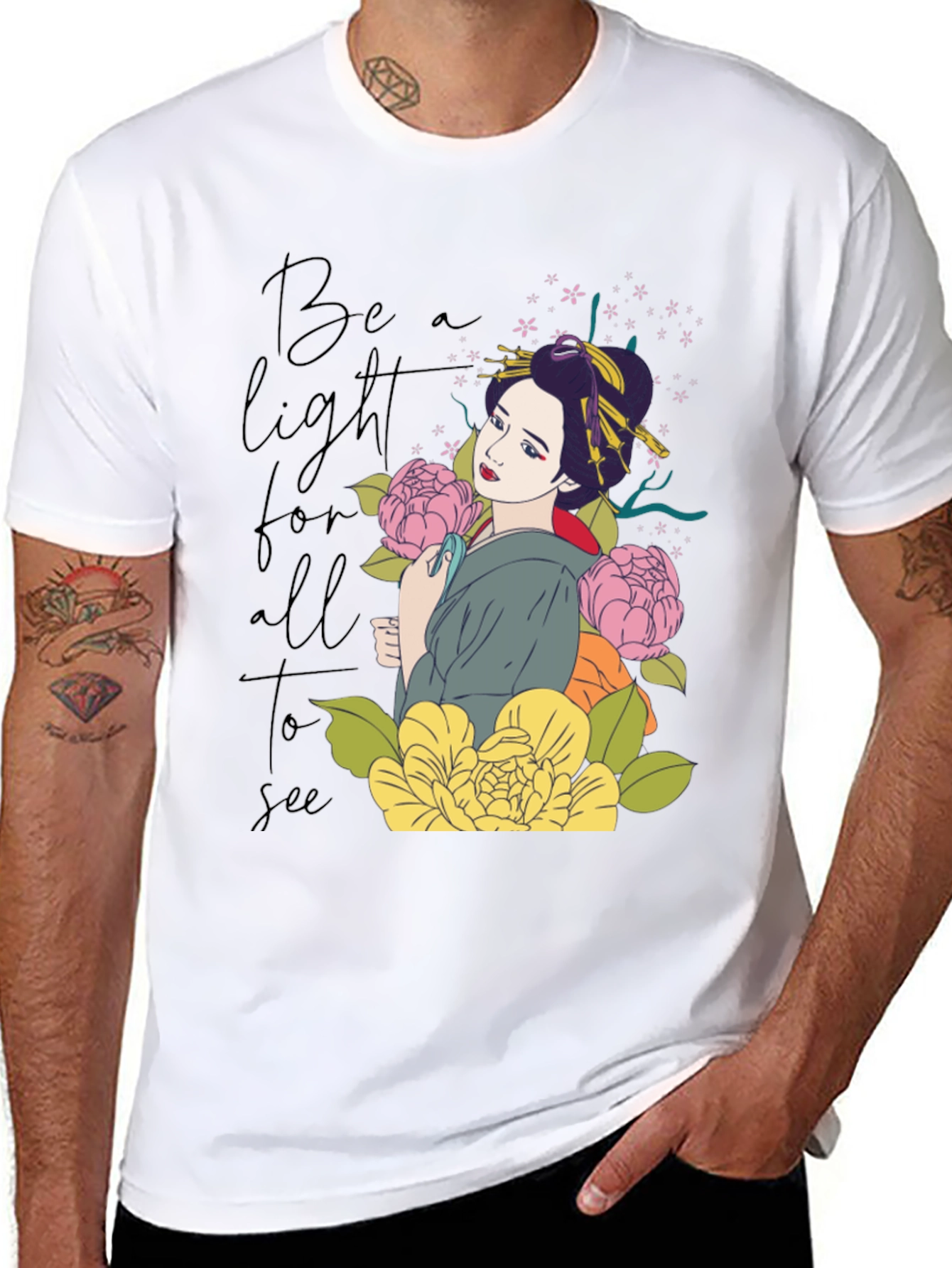 Geisha Floral Graphic T-Shirt
