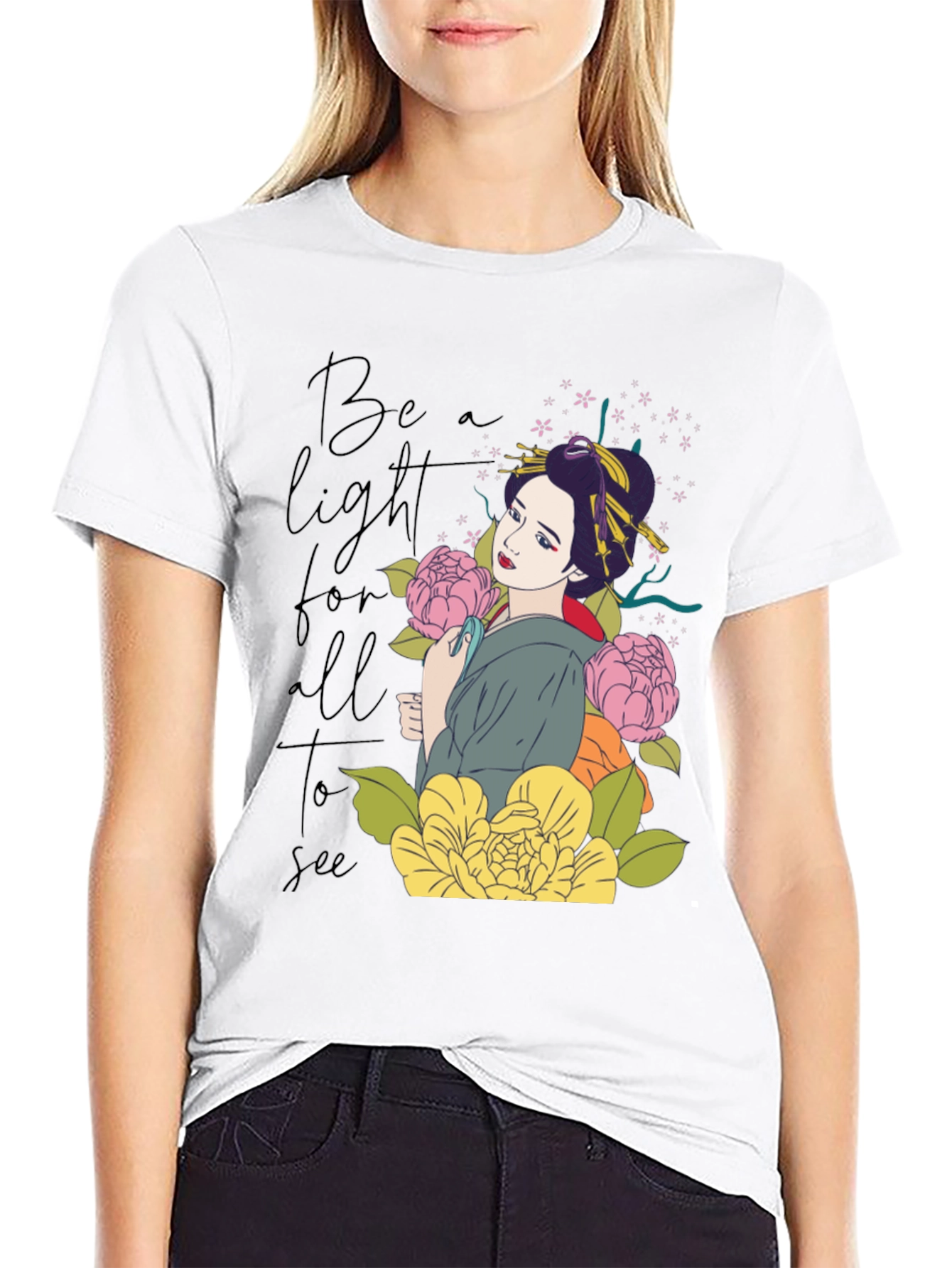 Geisha Floral Graphic T-Shirt