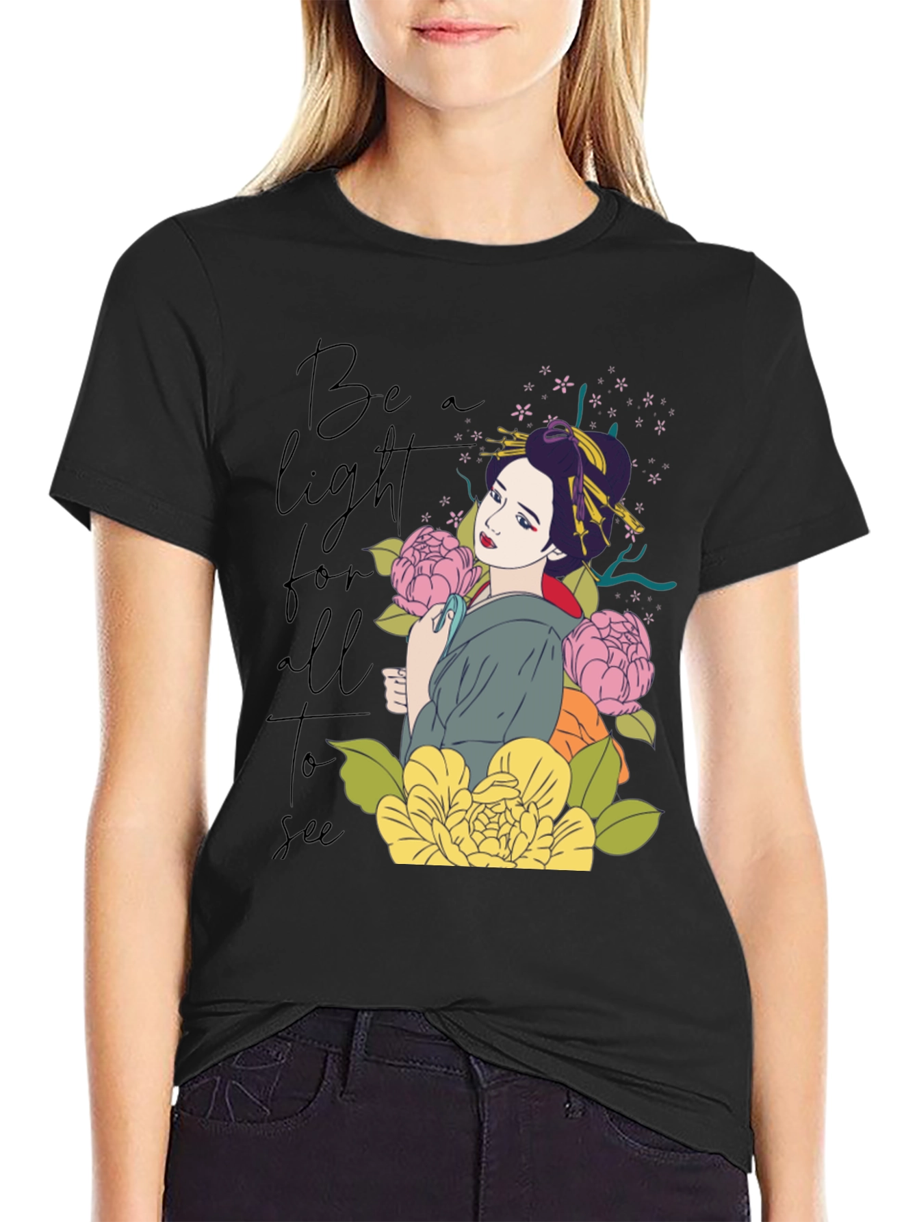 Geisha Floral Graphic T-Shirt