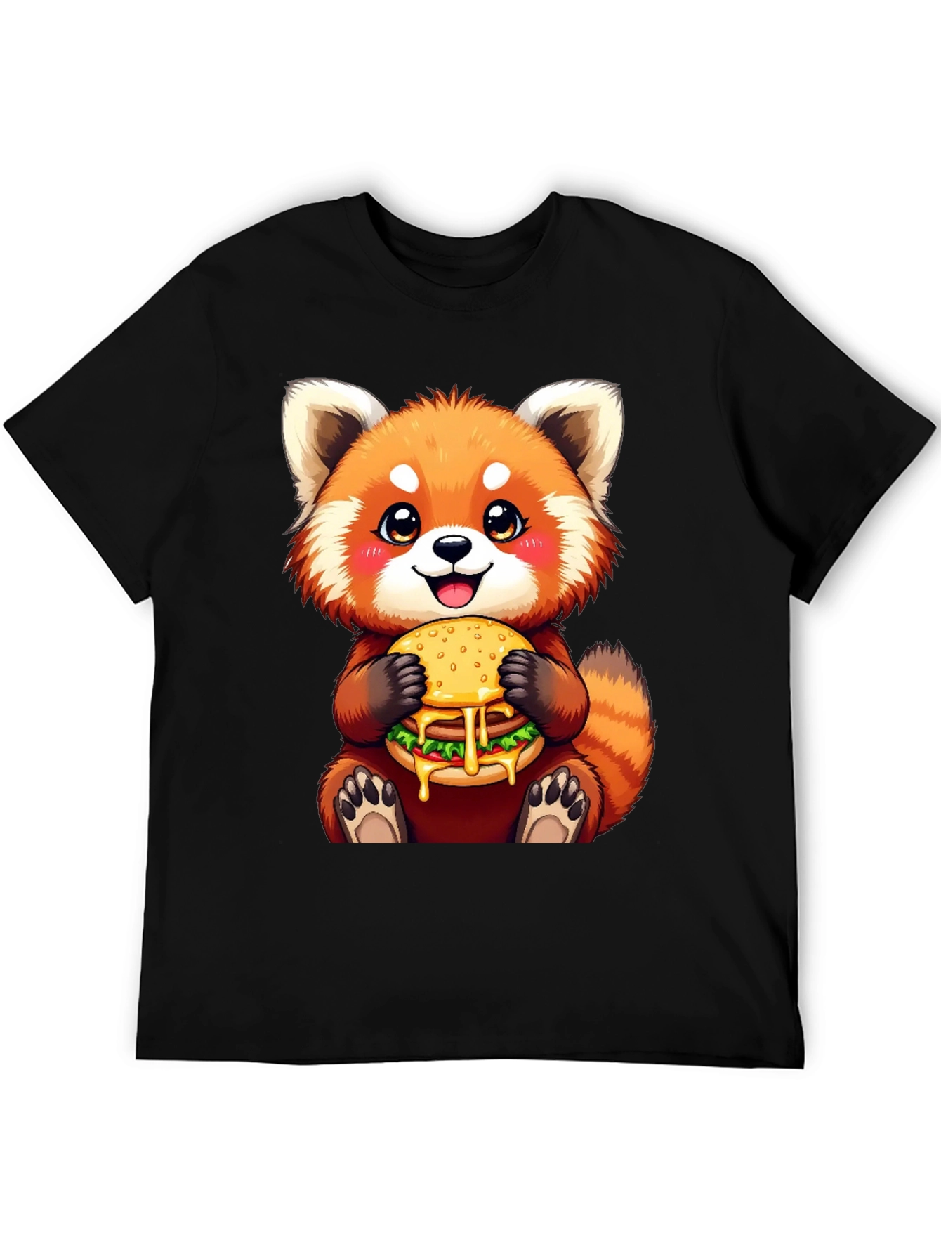 Red Panda Burger T-Shirt Cute Cartoon Tee