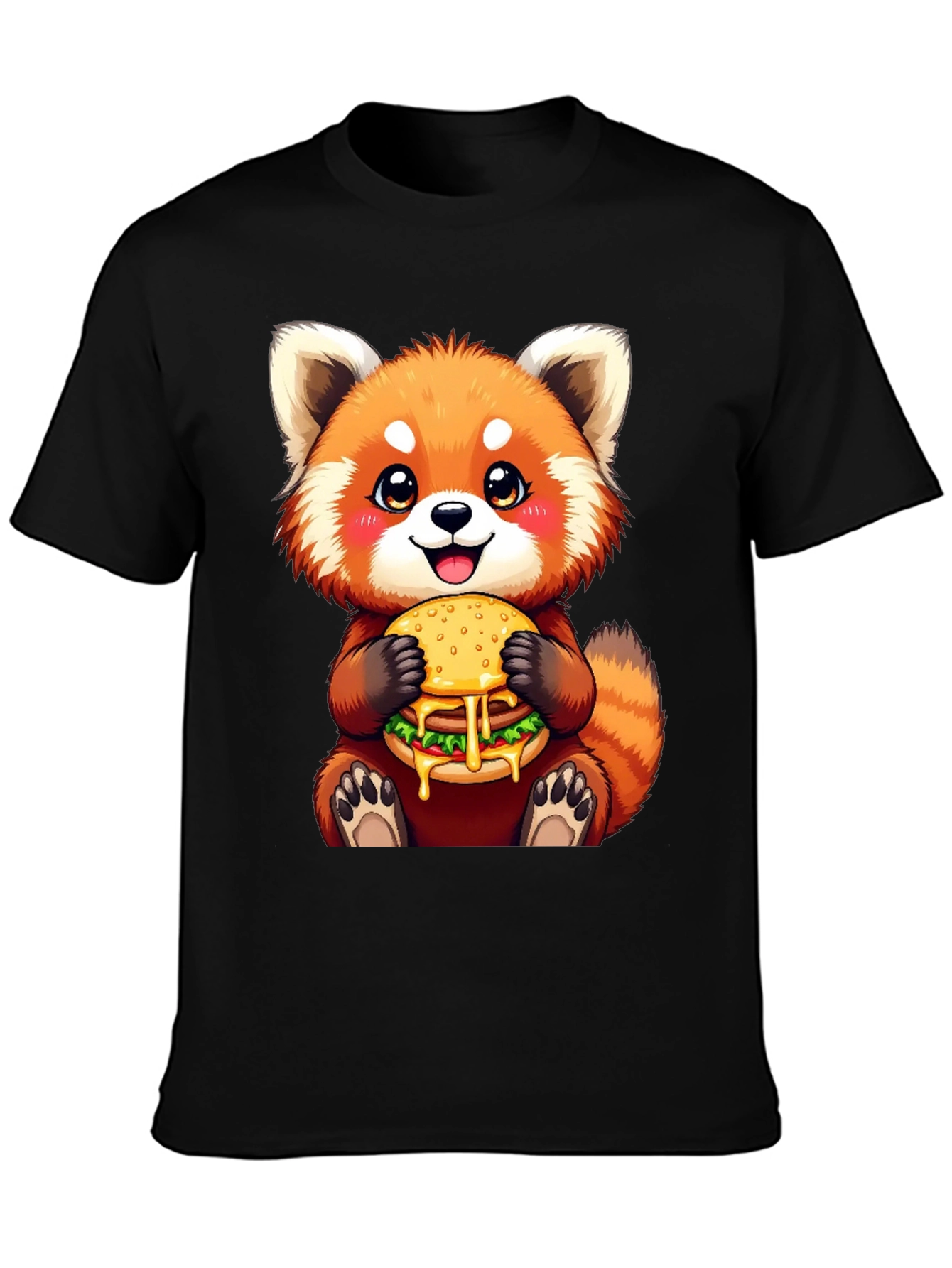 Red Panda Burger T-Shirt Cute Cartoon Tee
