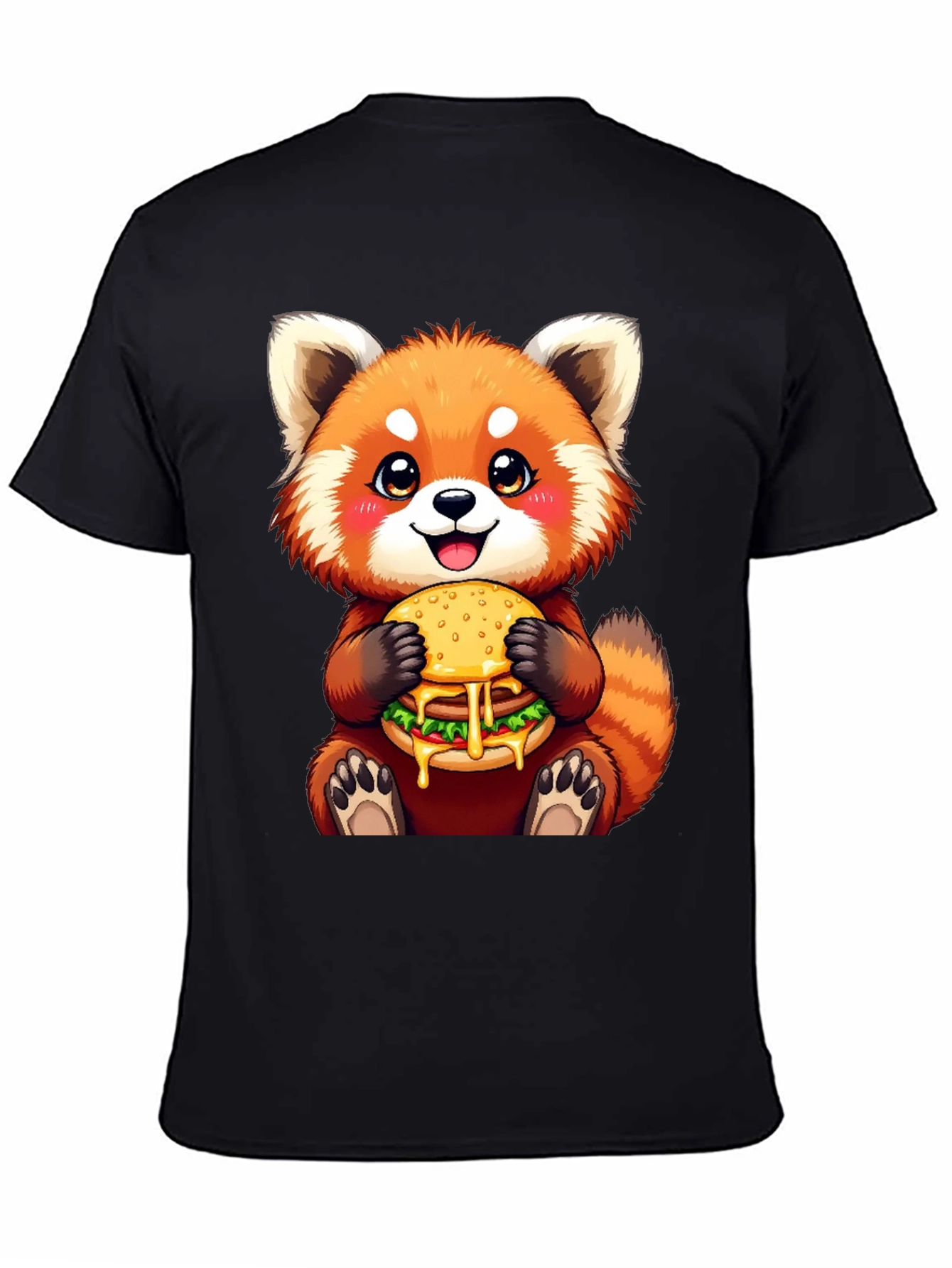 Red Panda Burger T-Shirt Cute Cartoon Tee