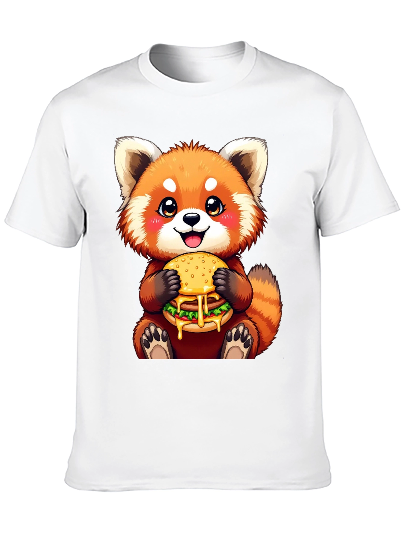 Red Panda Burger T-Shirt Cute Cartoon Tee