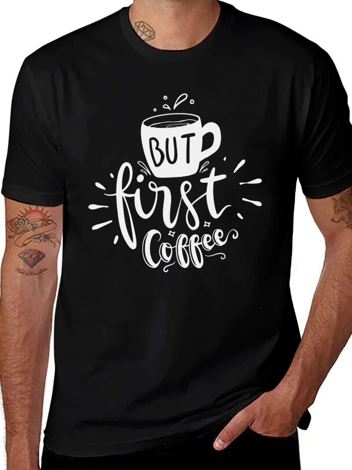 But First Coffee Graphic Tee - Casual Black T-Shirt