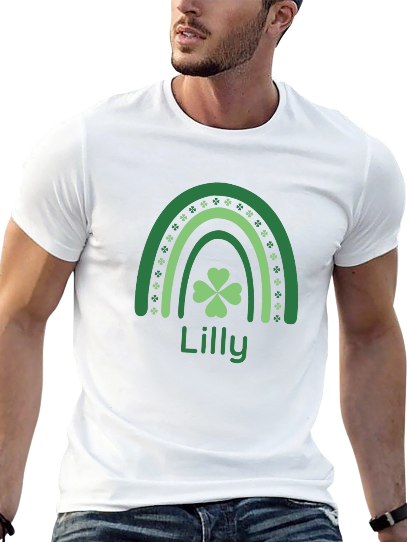 Lilly Shamrock Rainbow Black T-Shirt